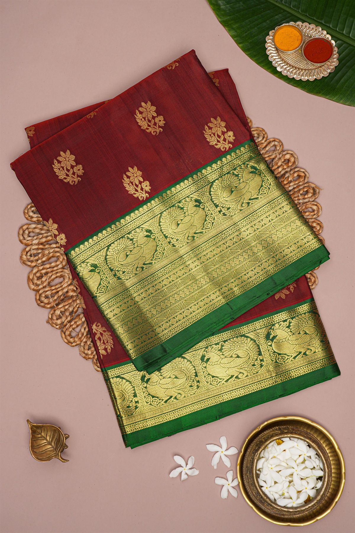 Venkatagiri Silk Maroon Saree