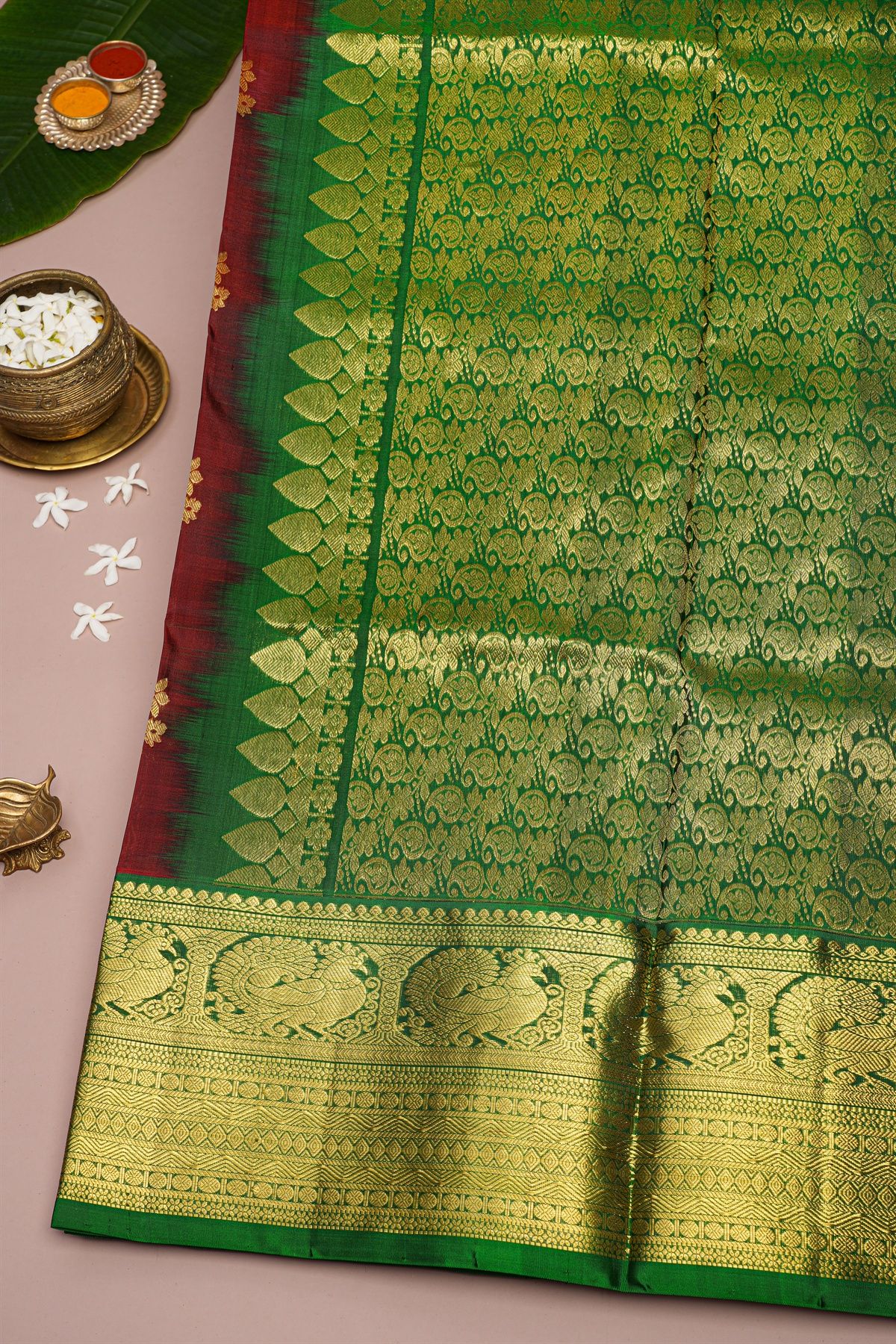 Venkatagiri Silk Maroon Saree