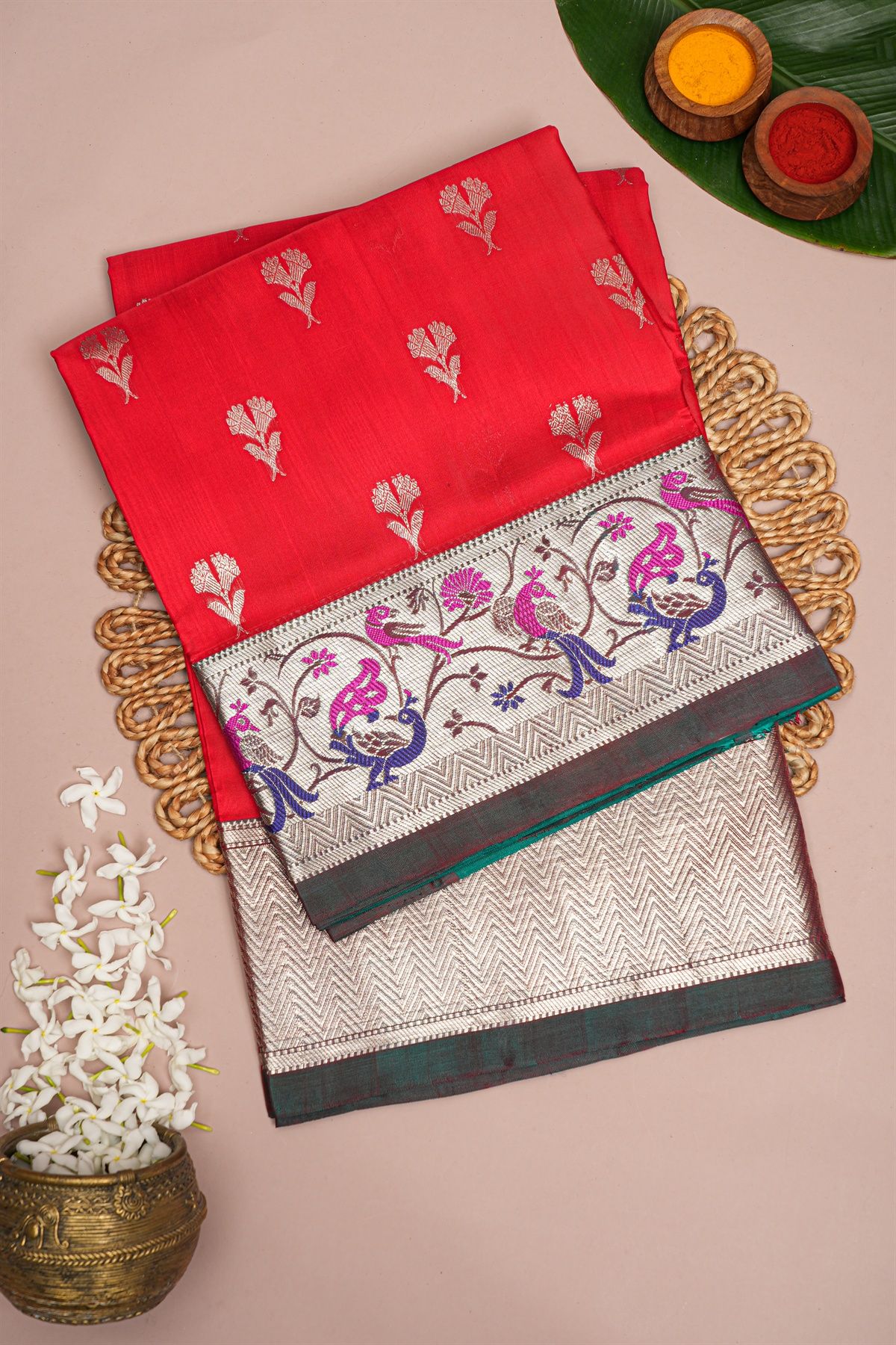 Venkatagiri Silk Red Saree