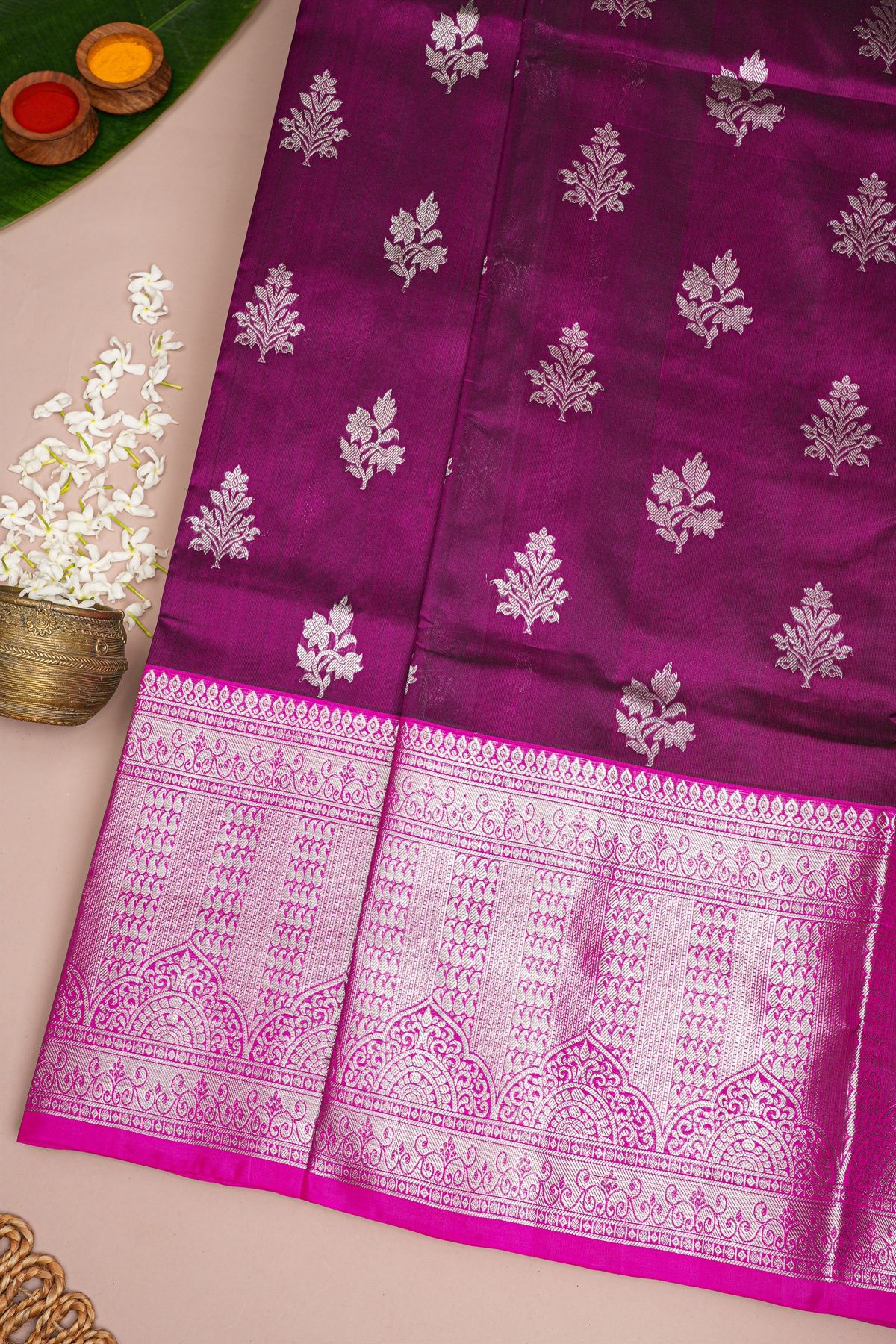 Venkatagiri Silk Magenta Saree
