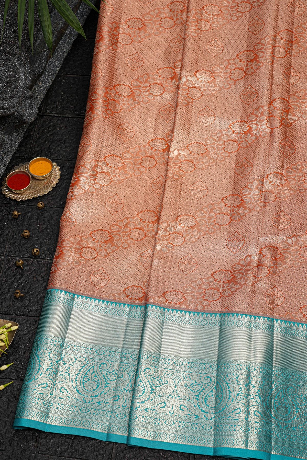 Kancheepuram Tissue Peach Saree