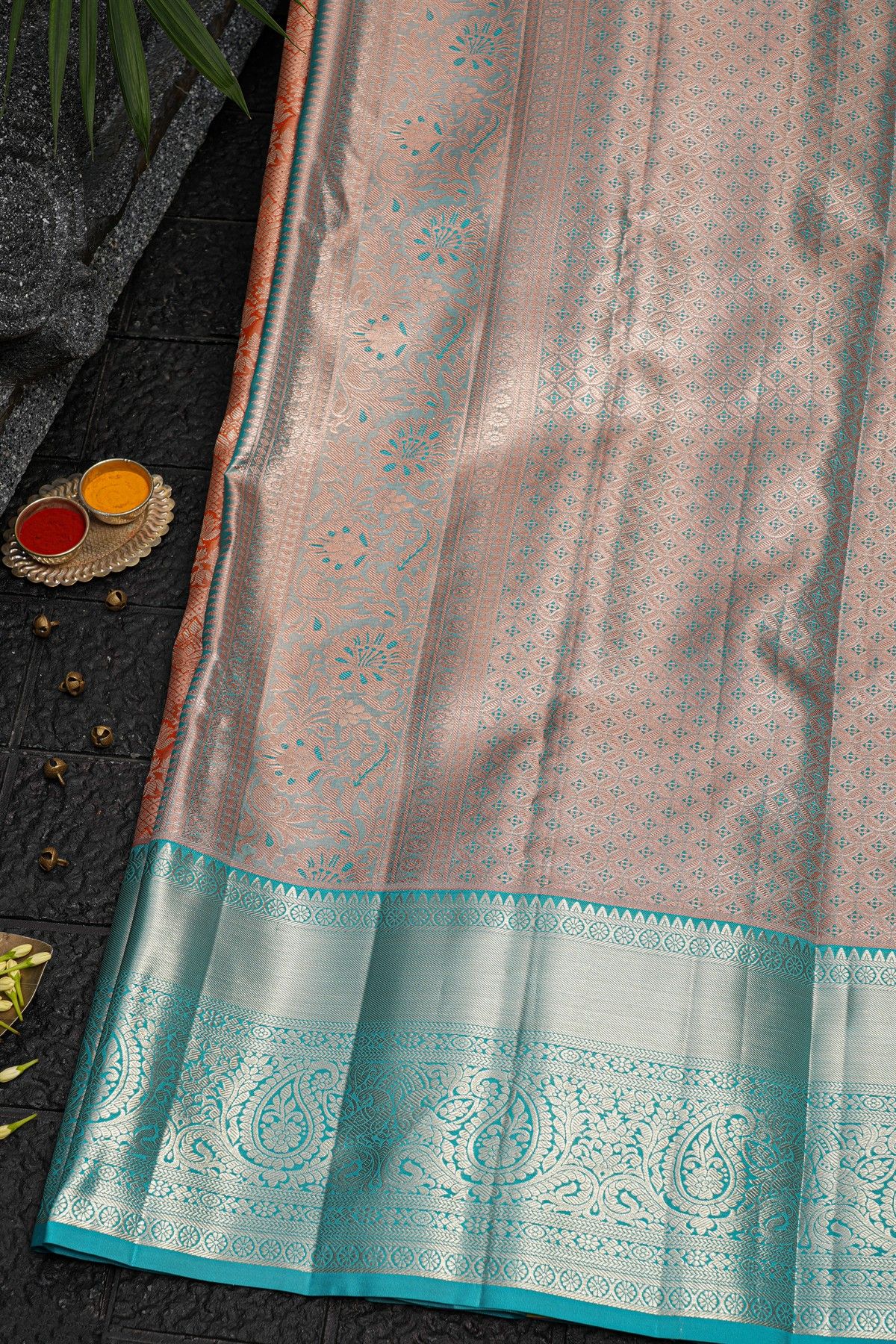 Kancheepuram Tissue Peach Saree