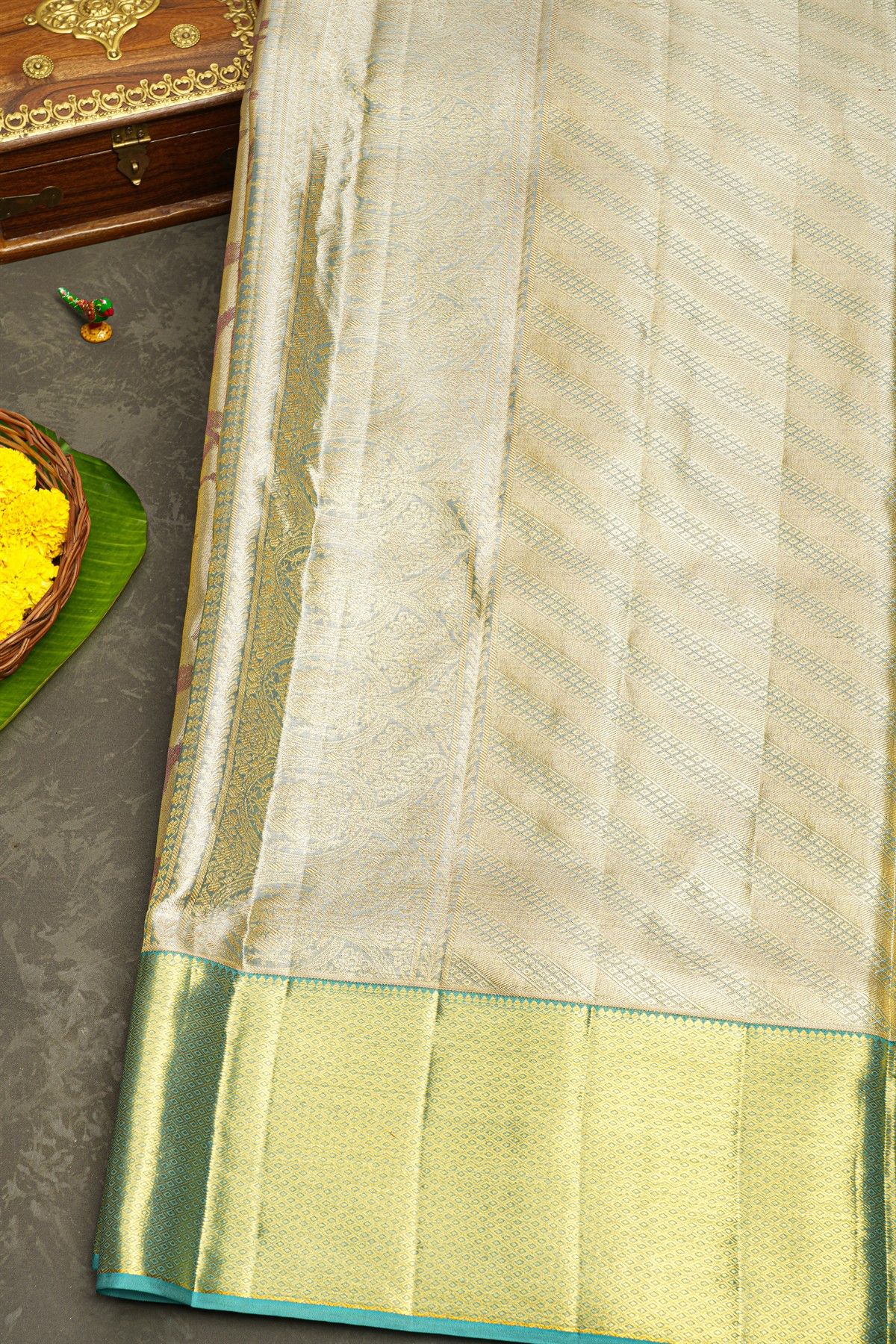 Kancheepuram Tissue Cream Saree