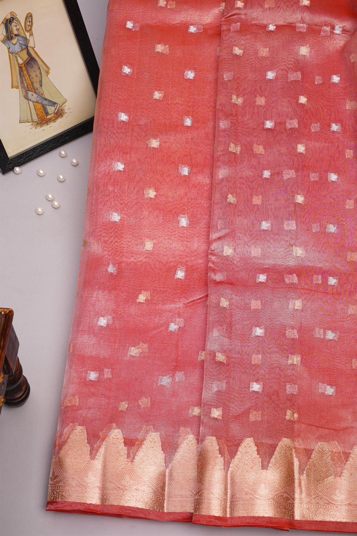 Designer Organza Red Saree