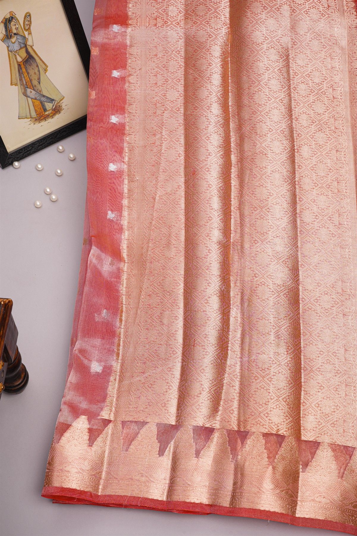 Designer Organza Red Saree