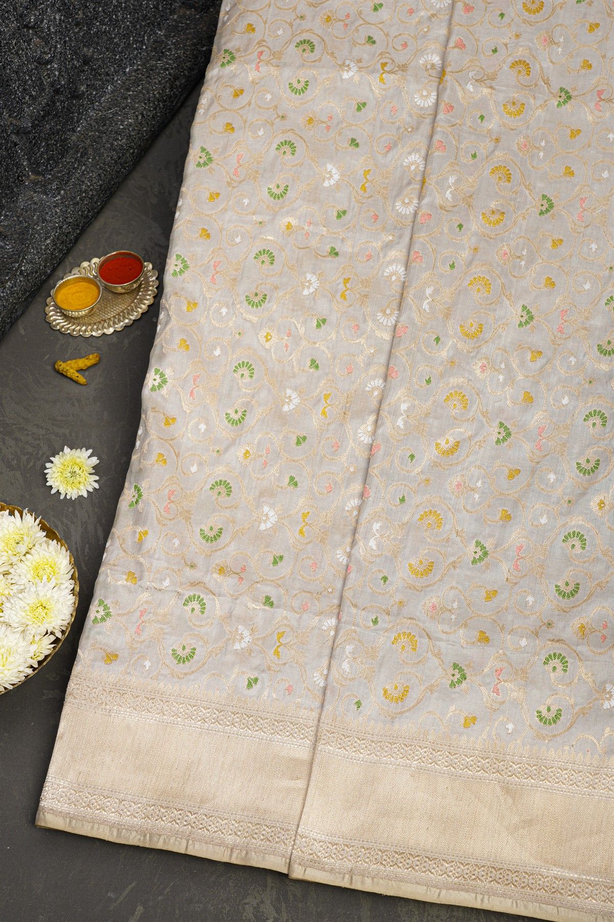 Banarasi Silk Light Grey Saree