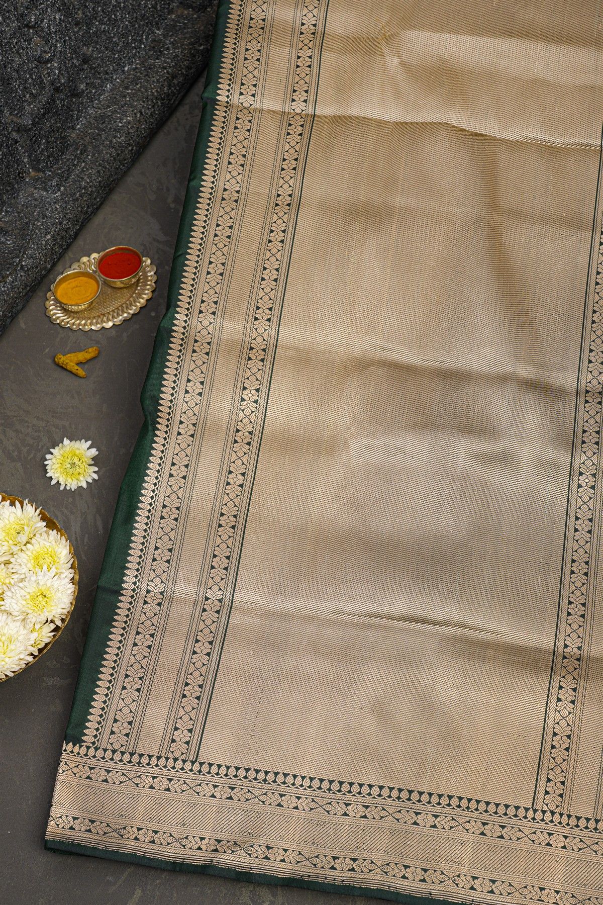 Banarasi Silk Bottle Green Saree