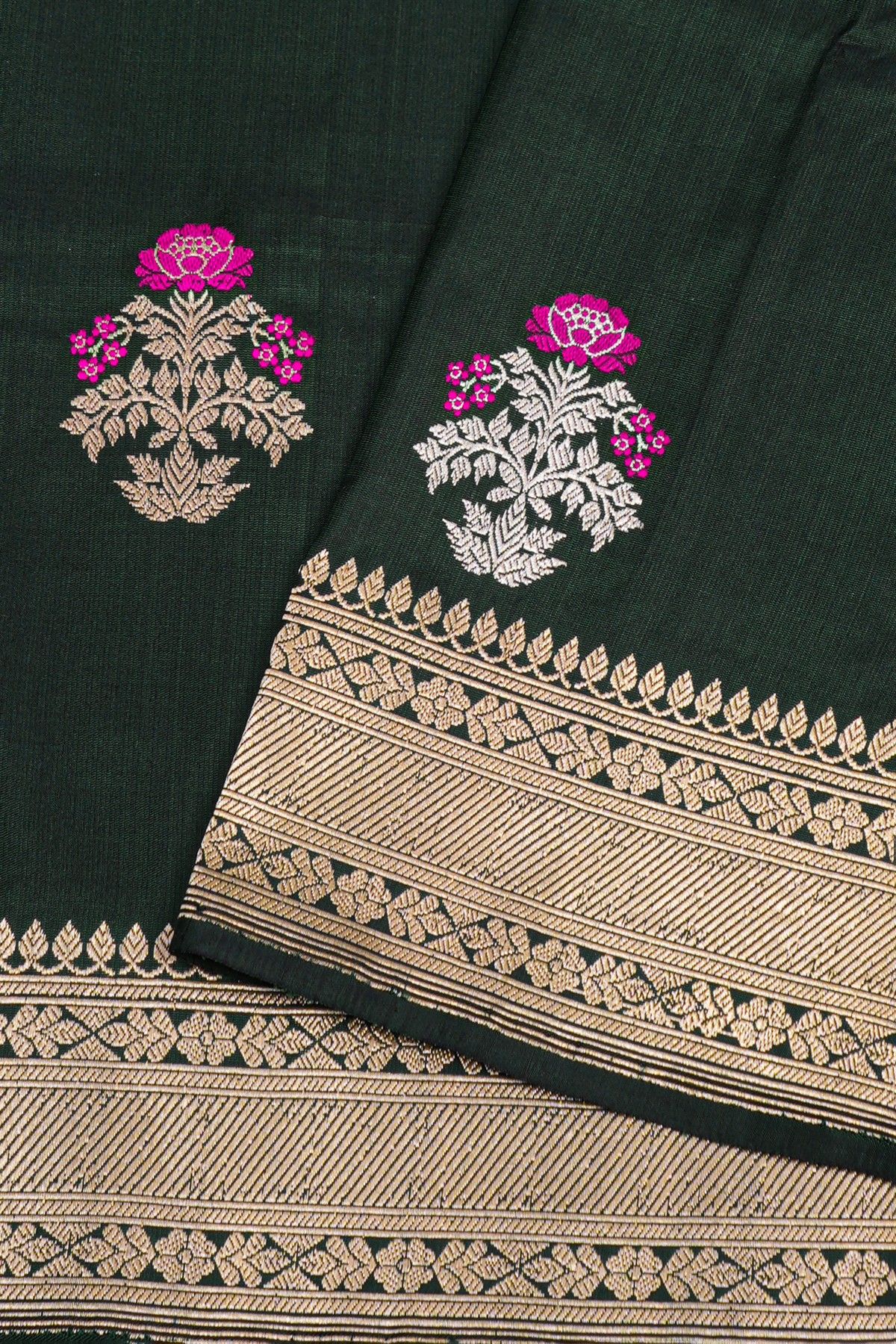 Banarasi Silk Bottle Green Saree