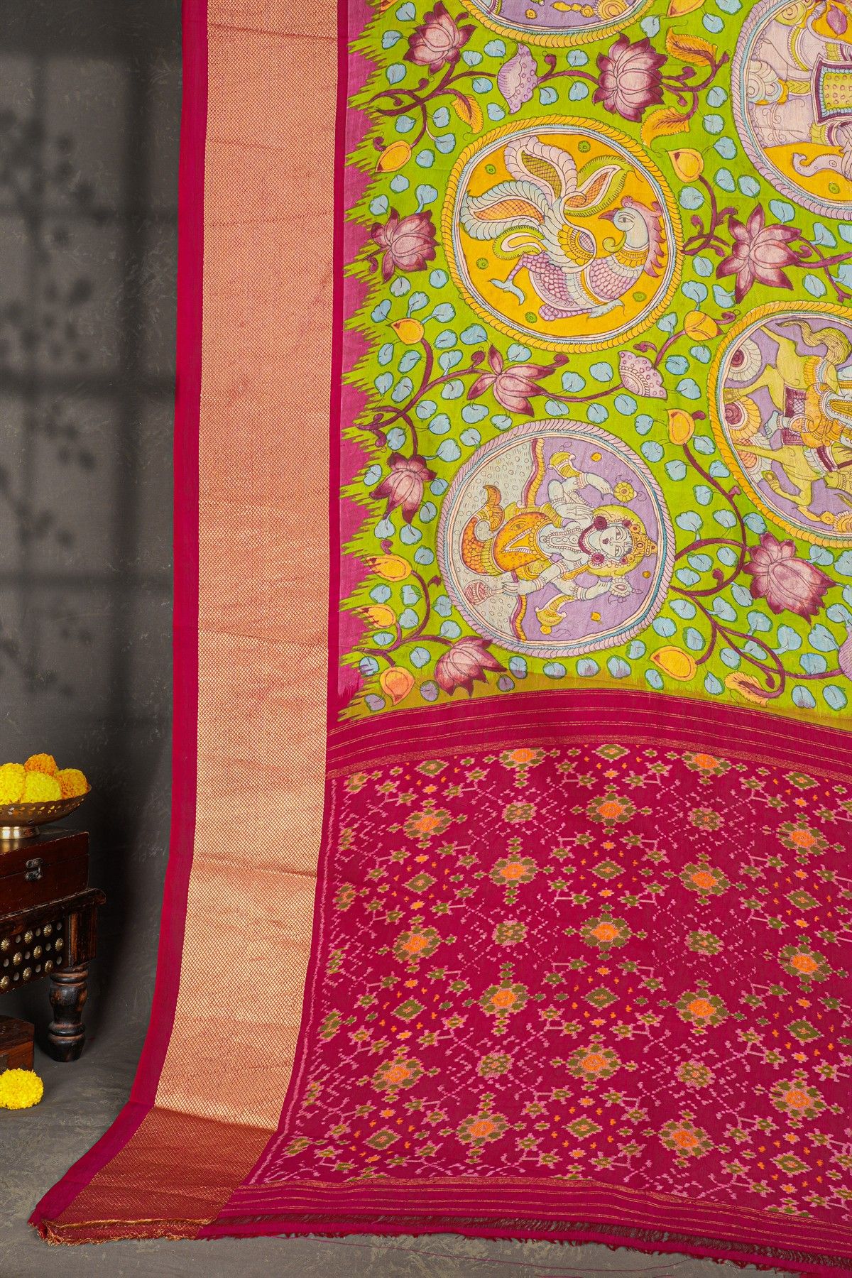 Kancheepuram Silk Parrot Green Saree