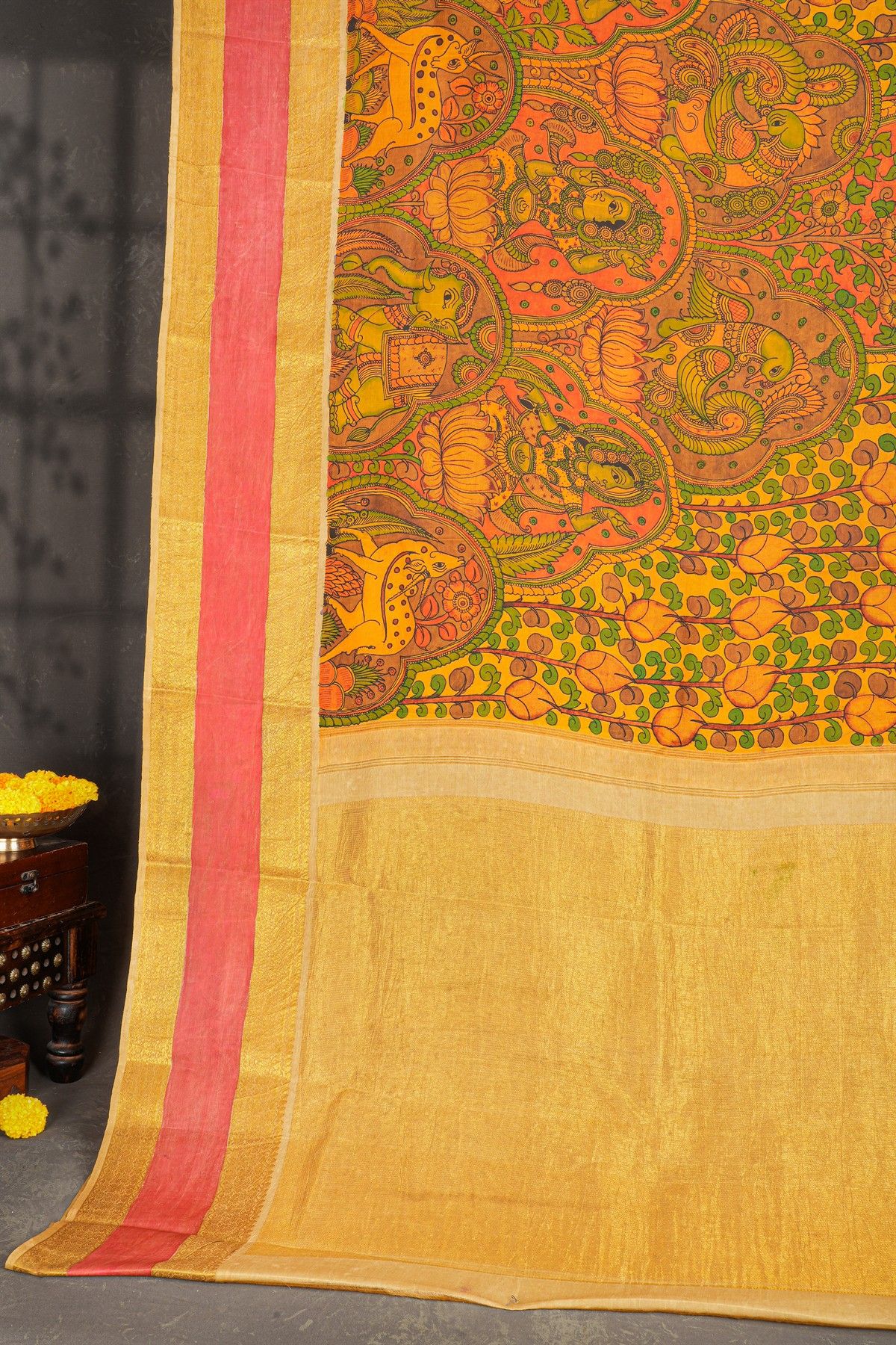 Kancheepuram Silk Yellow Saree