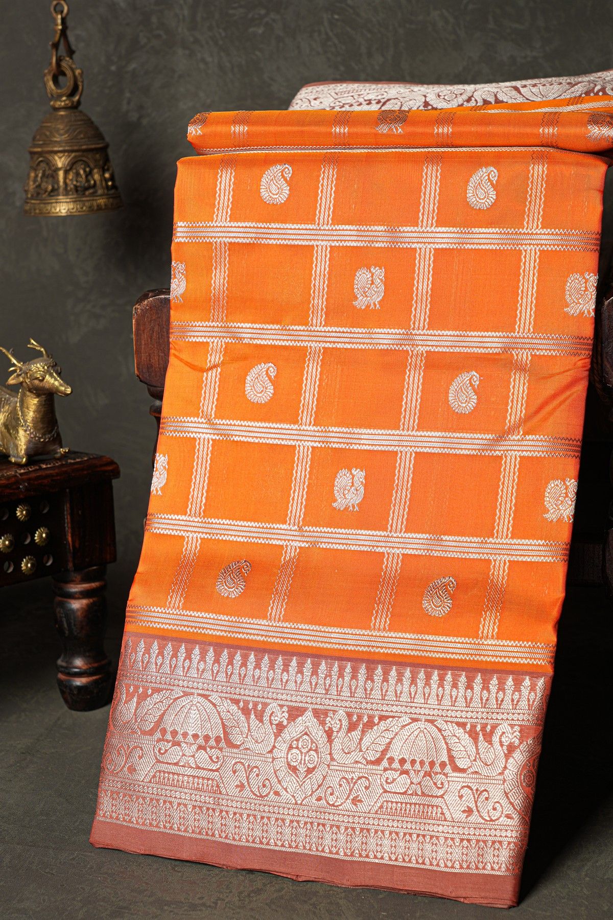 Venkatagiri Silk Orange Saree