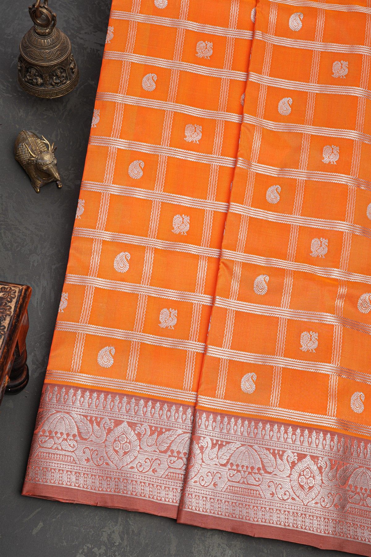 Venkatagiri Silk Orange Saree