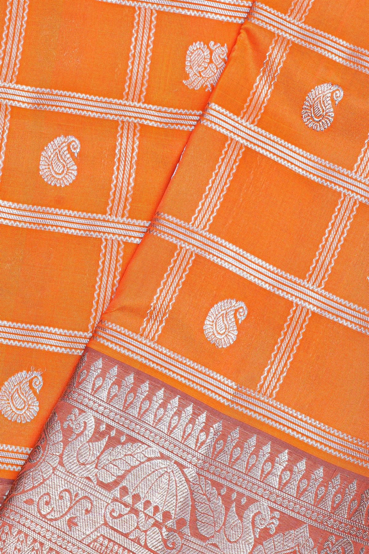 Venkatagiri Silk Orange Saree
