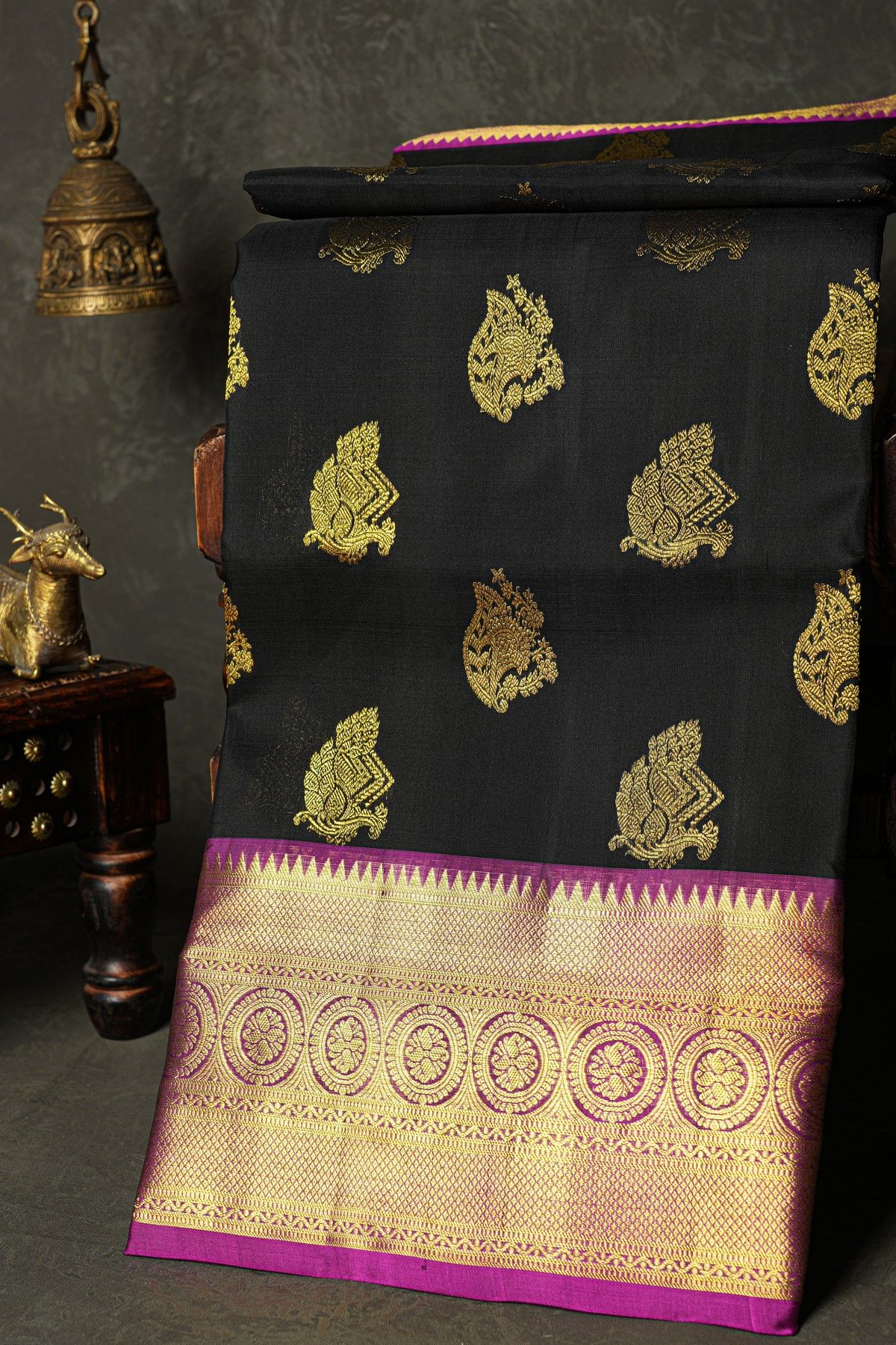 Venkatagiri Silk Black Saree