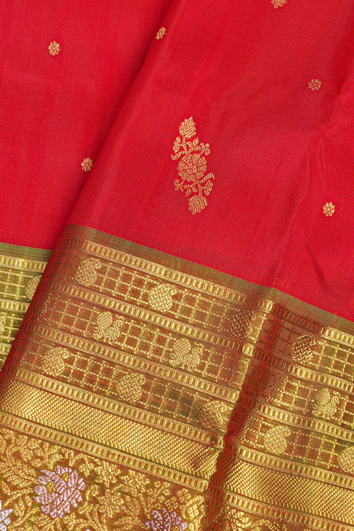 Venkatagiri Silk Red Saree