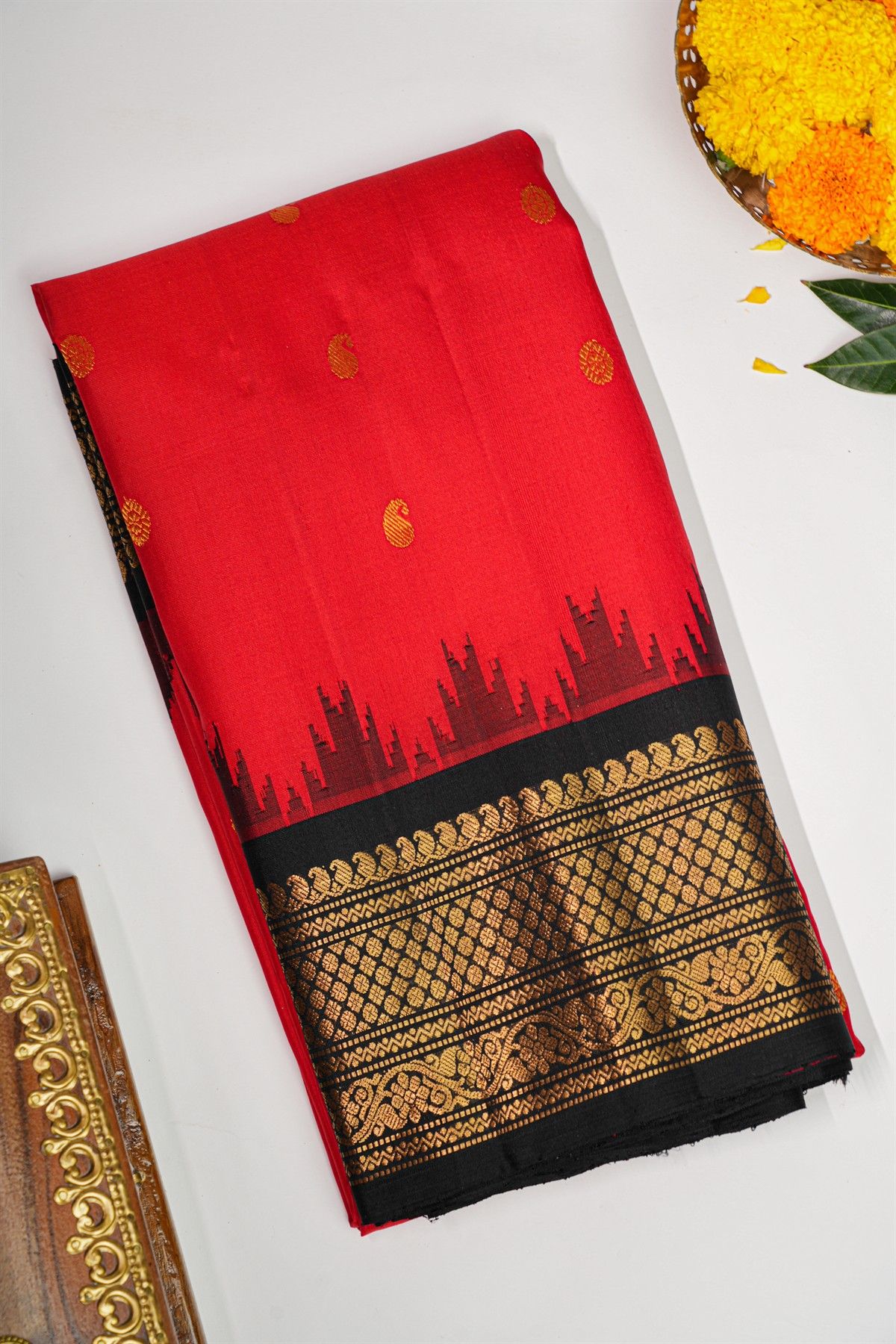 Gadwal Silk Red Saree