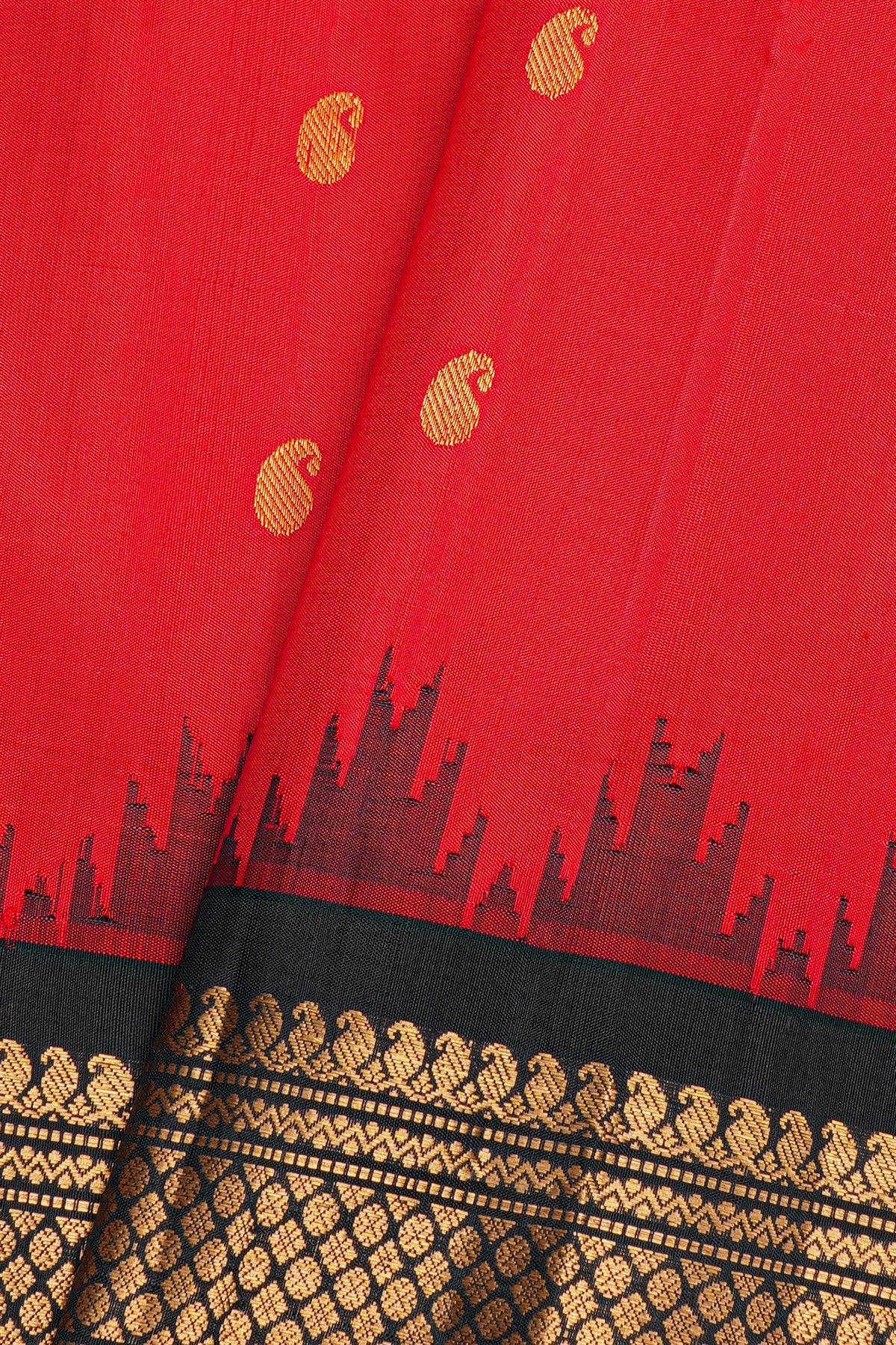 Gadwal Silk Red Saree