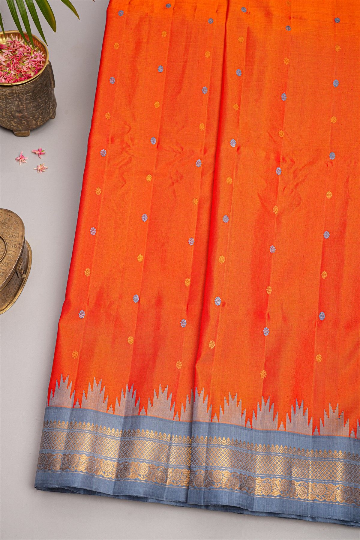 Gadwal Silk Orange Saree