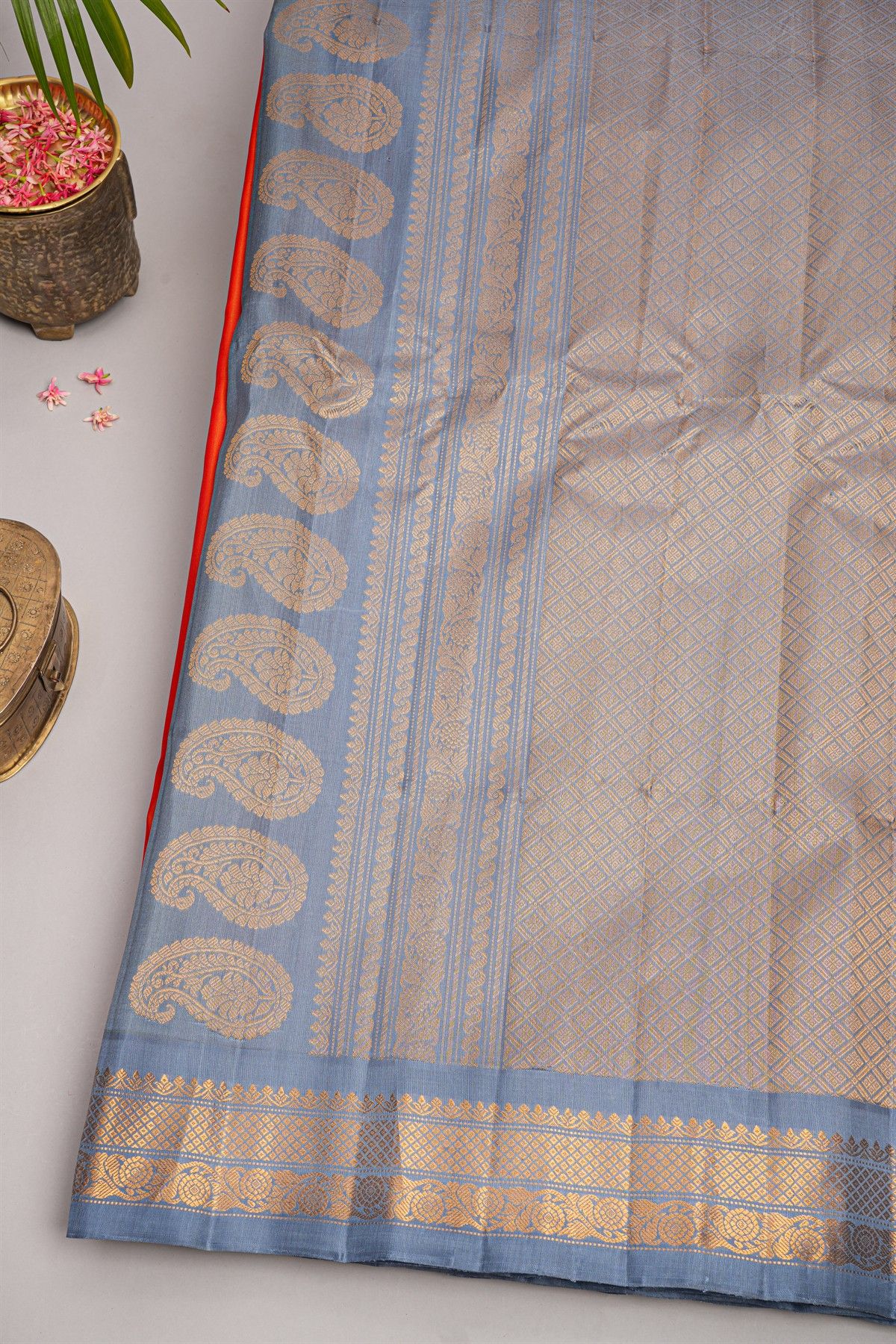 Gadwal Silk Orange Saree