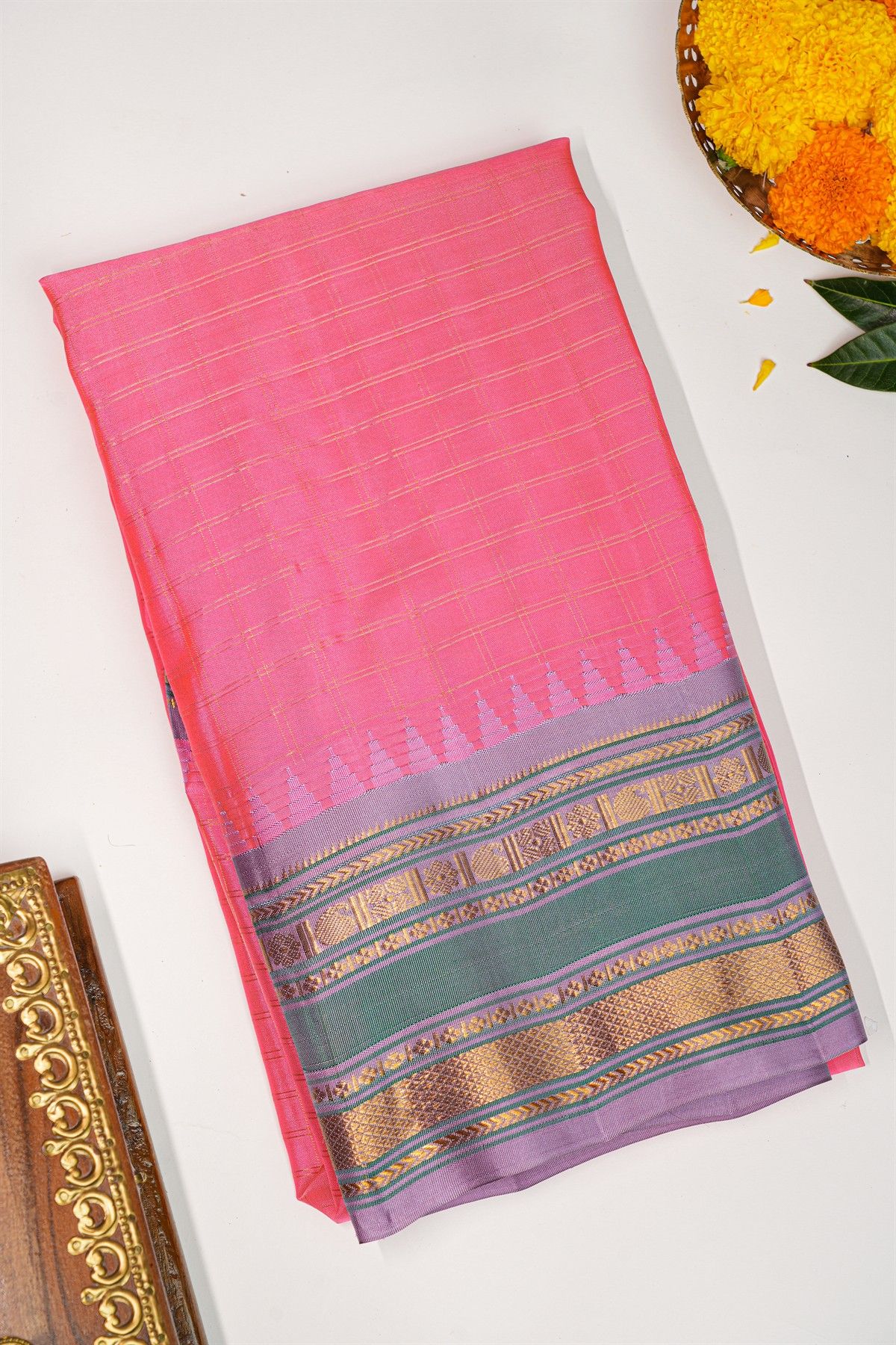 Gadwal Silk Pink Saree