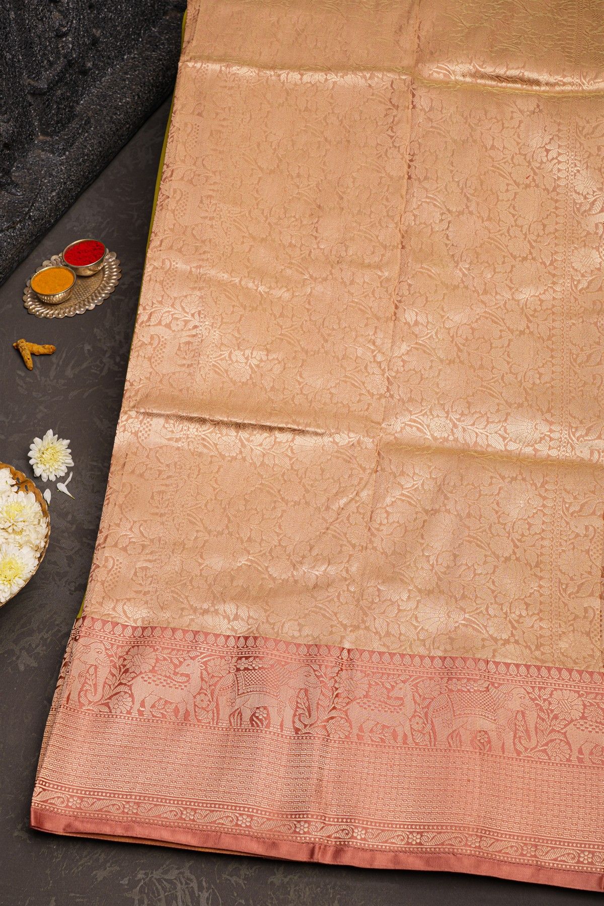 Banarasi Kathan Silk Lime Green Saree