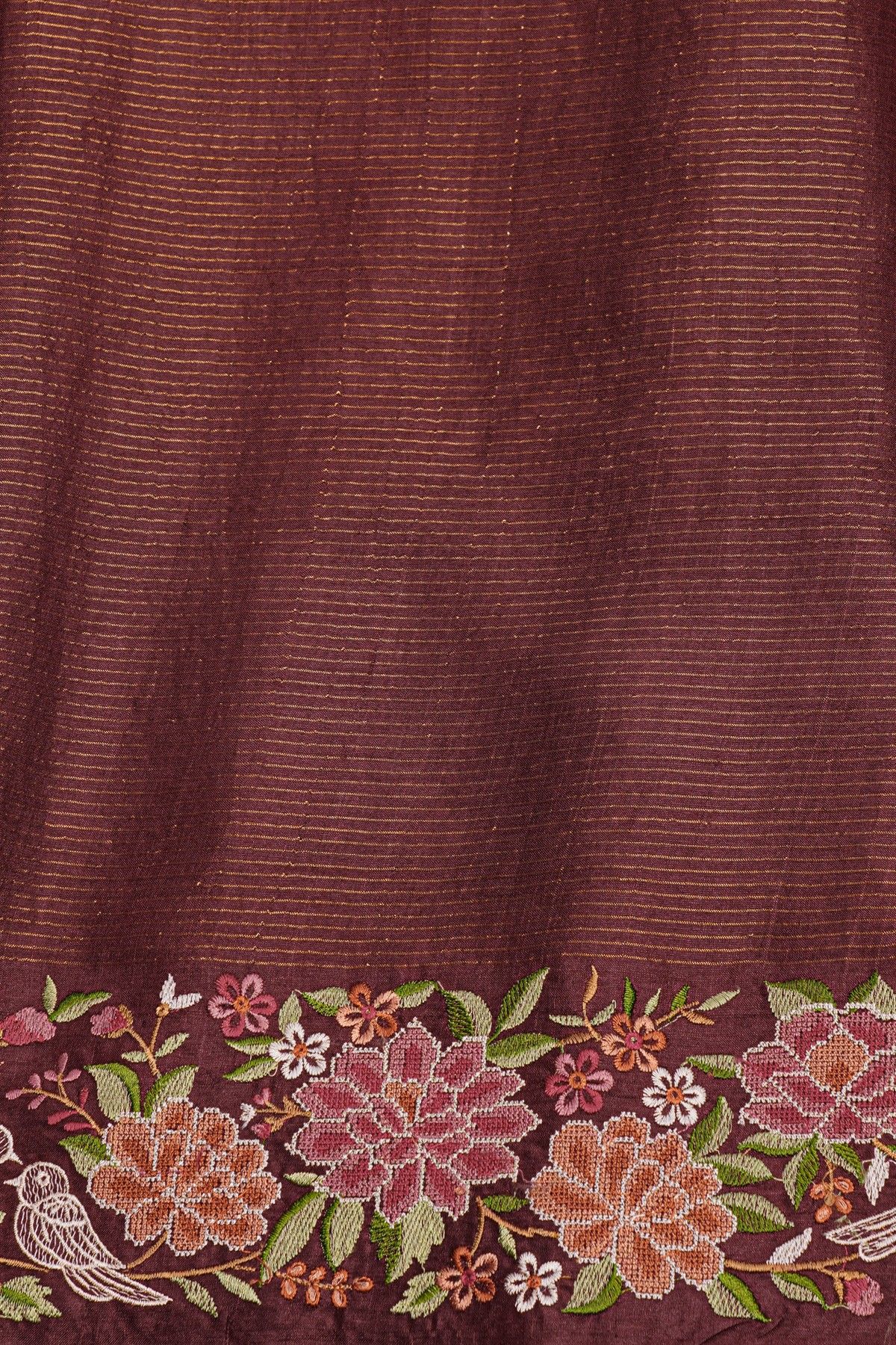 Designer Tussar Burgandy Saree
