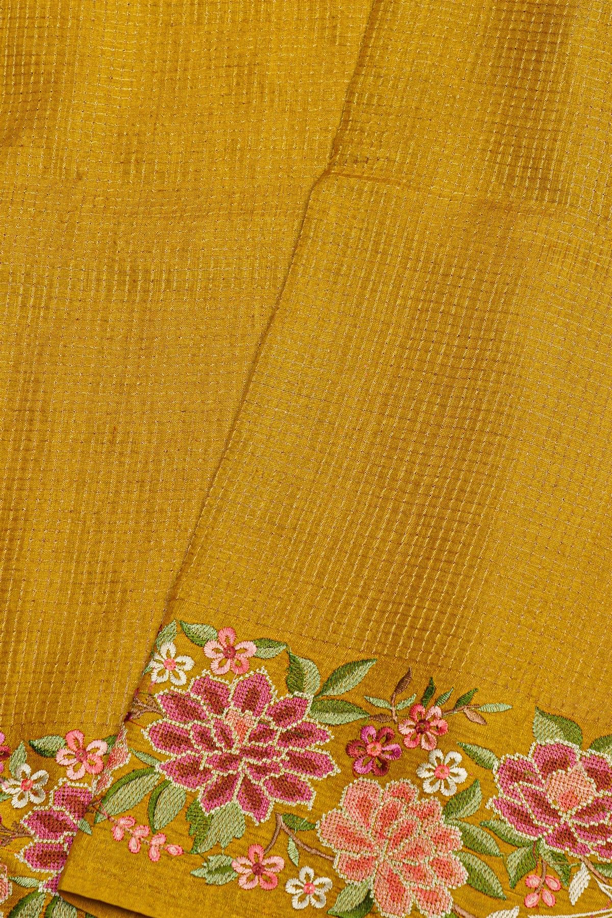 Designer Tussar Mustard Saree