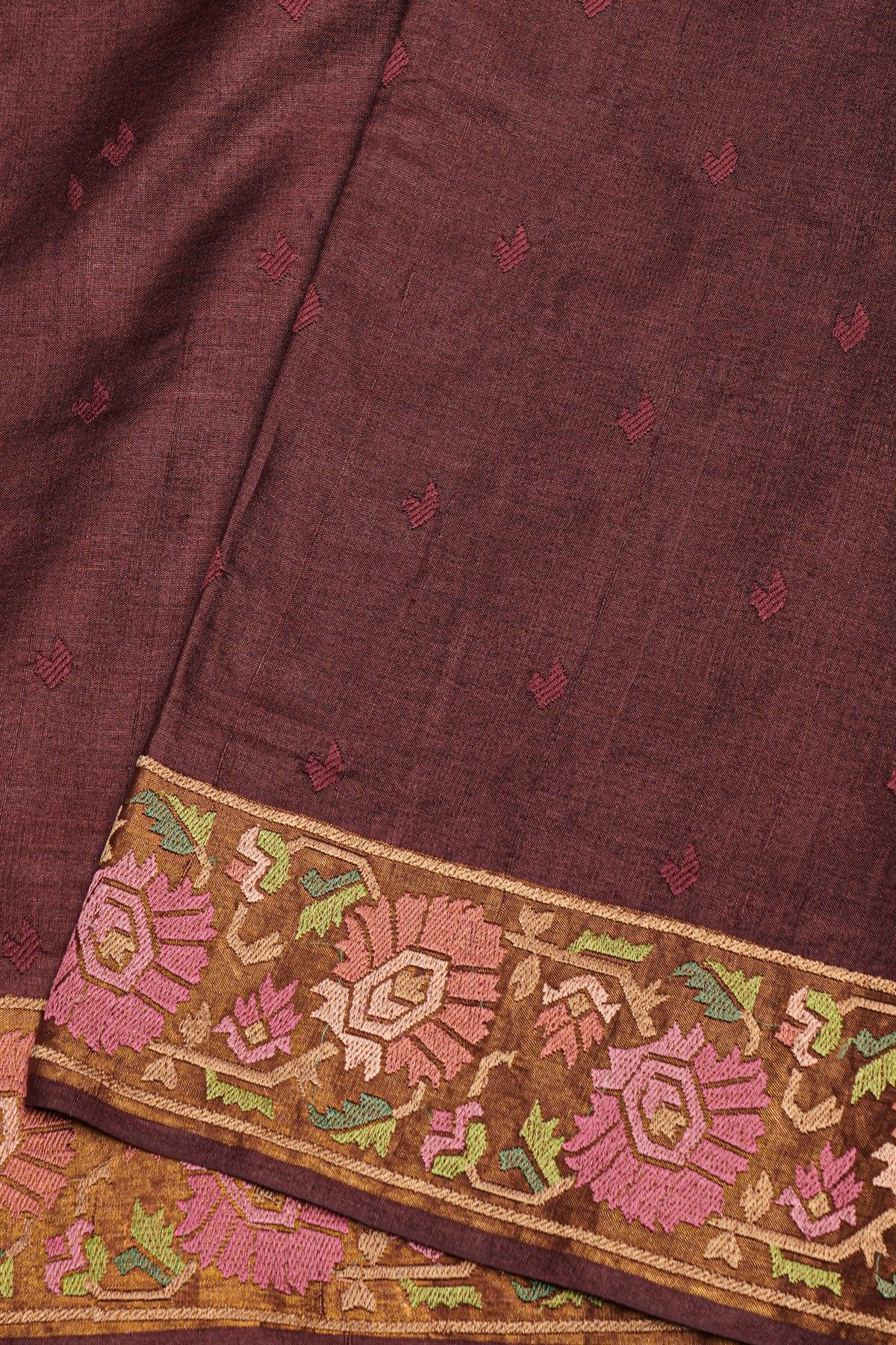 Designer Tussar Light Brown Saree