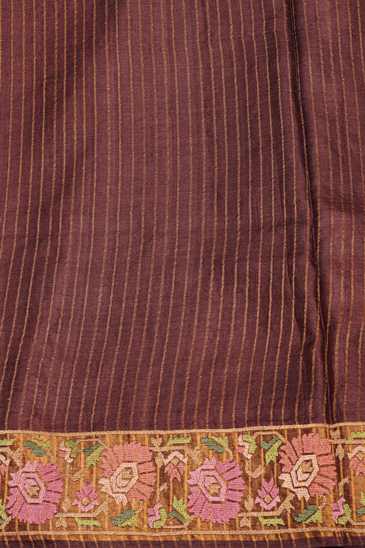 Designer Tussar Light Brown Saree