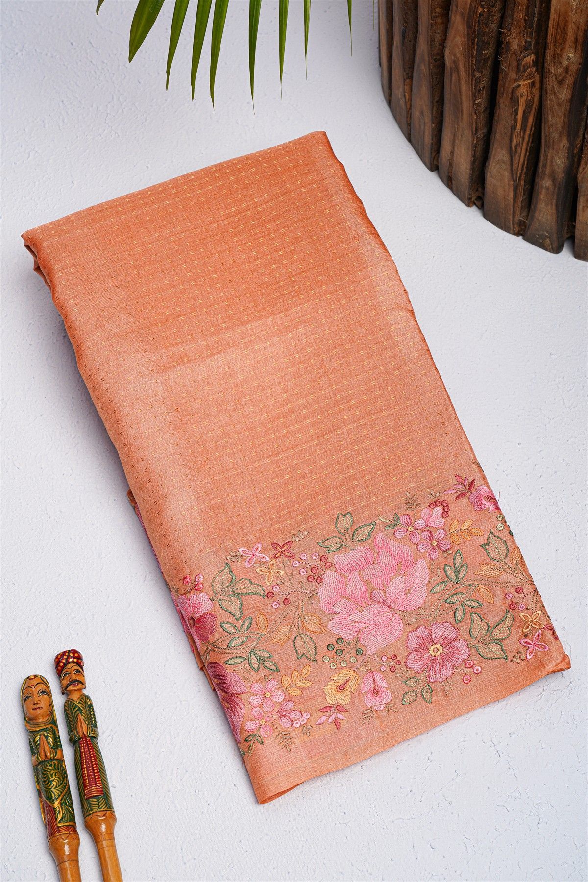Designer Tussar Peach Saree