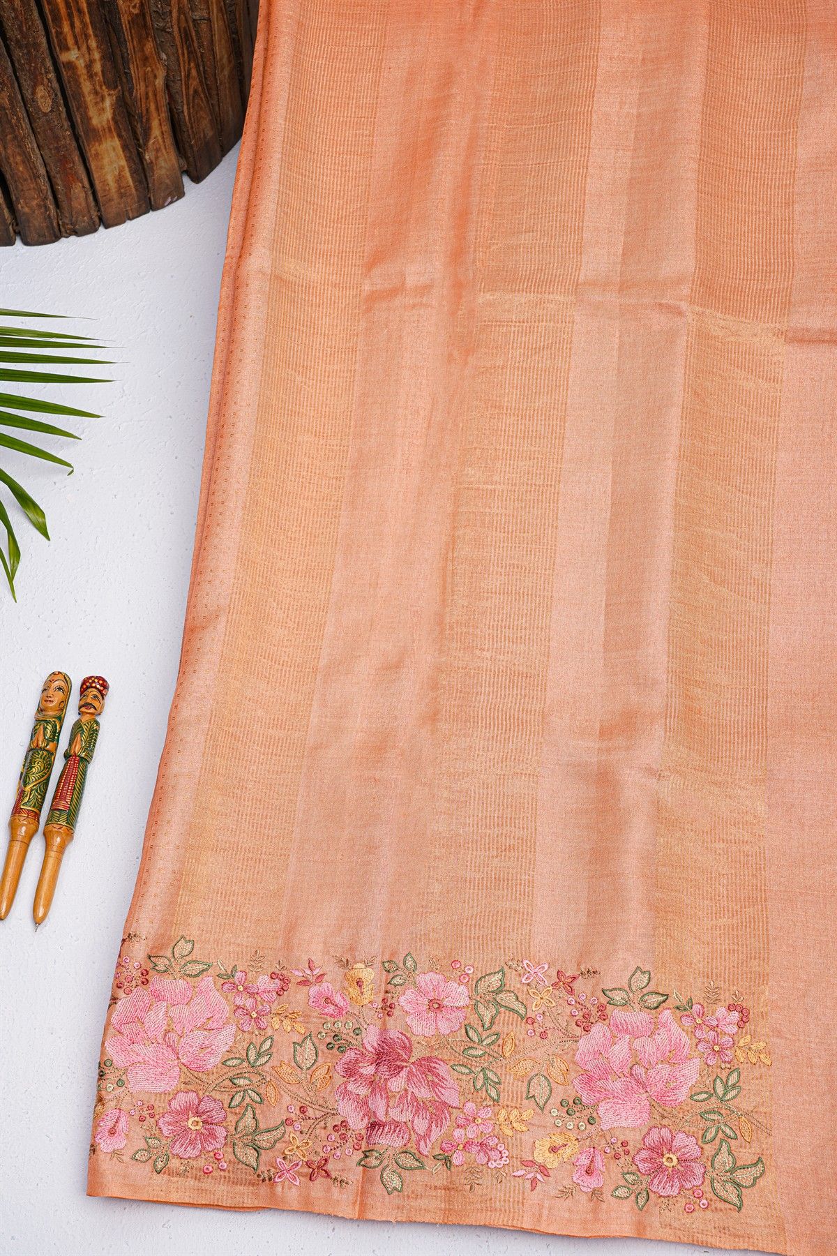 Designer Tussar Peach Saree