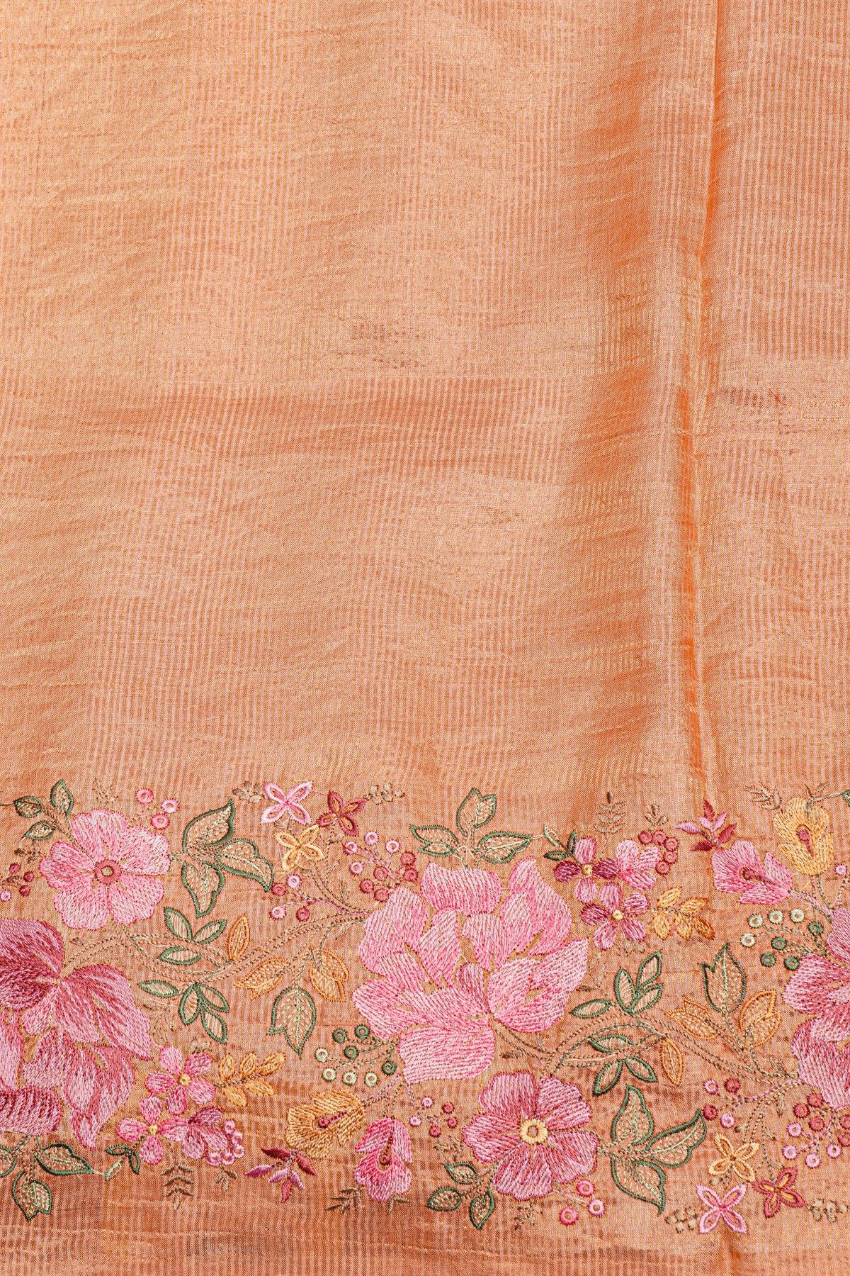 Designer Tussar Peach Saree