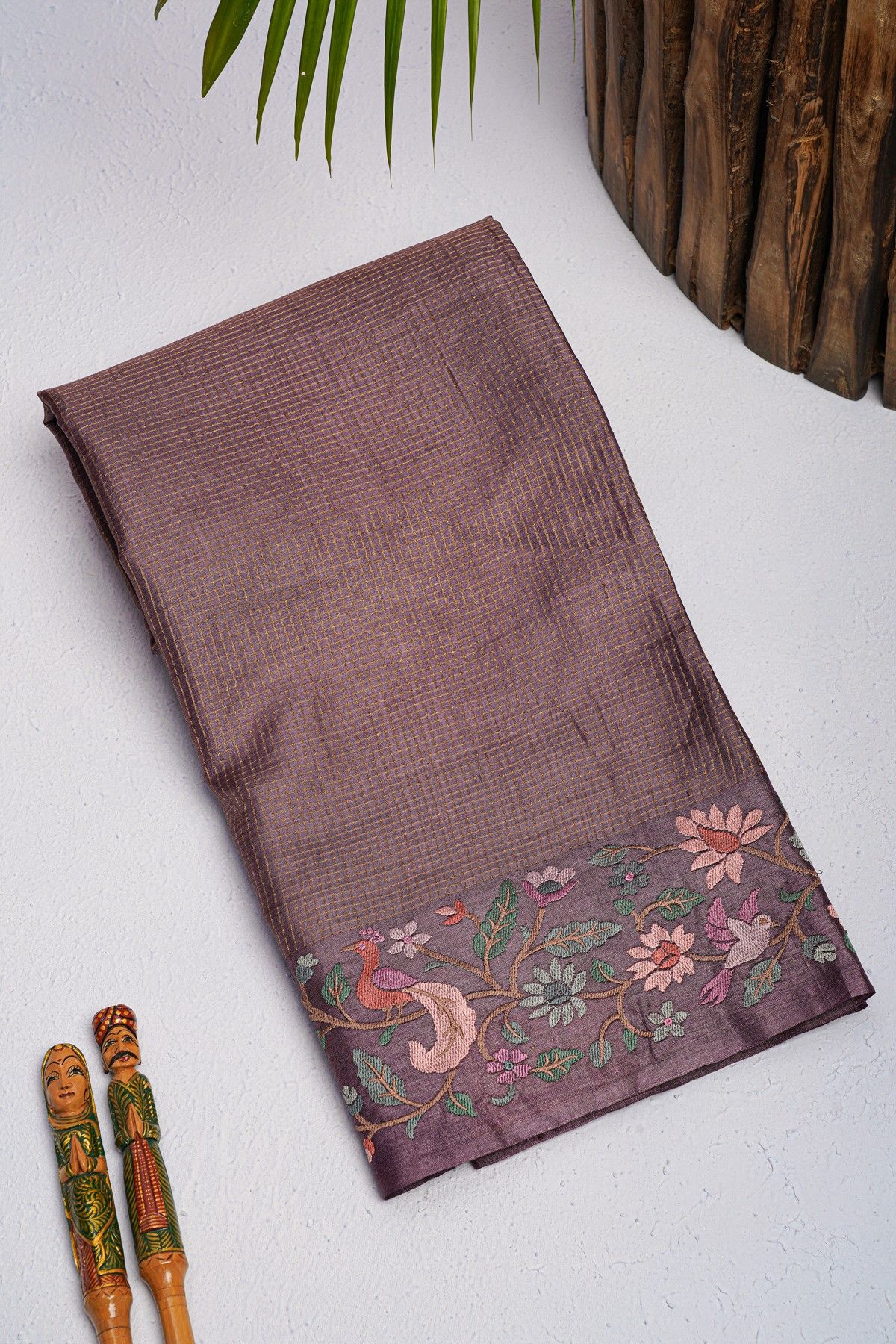 Designer Tussar Violet Saree