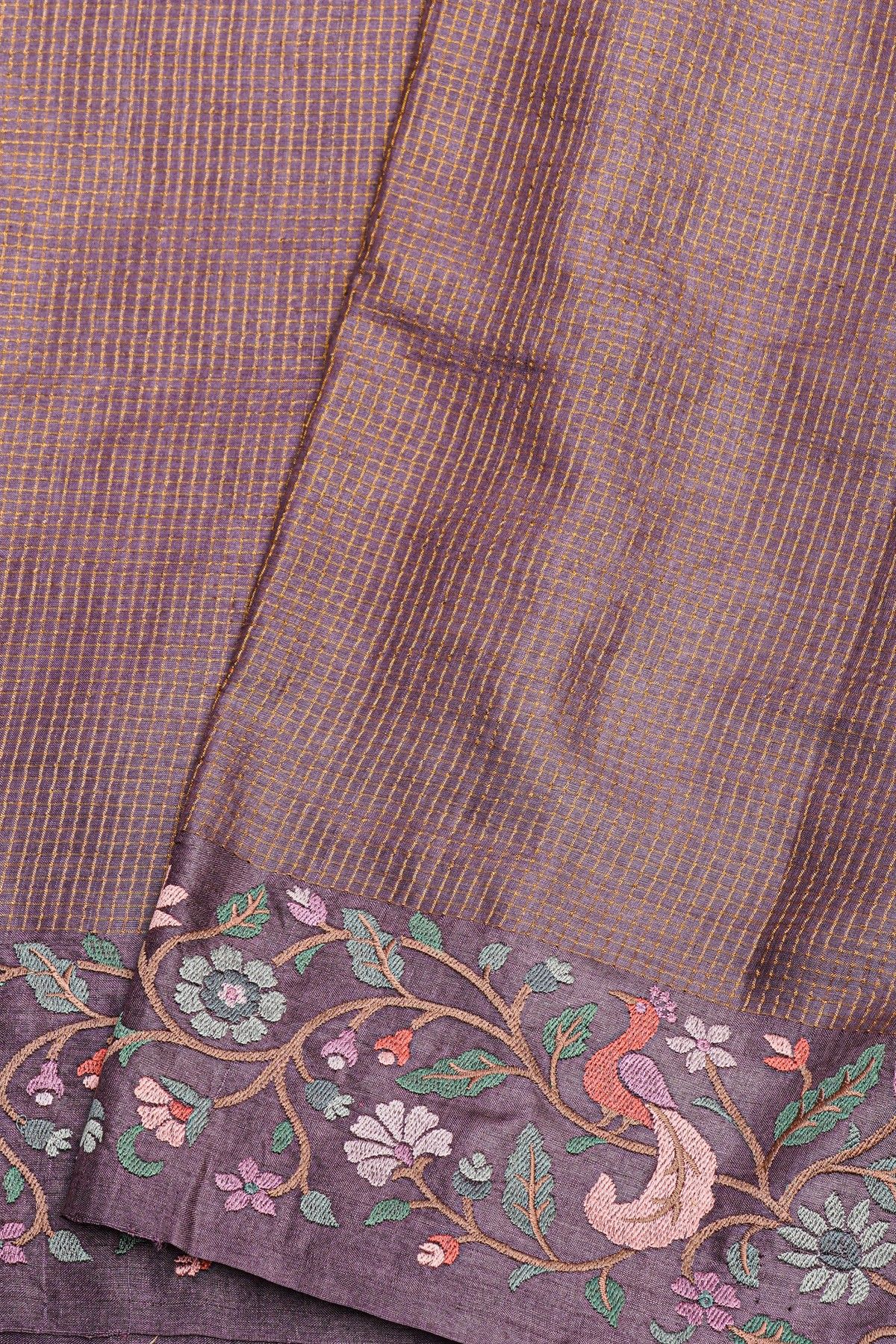 Designer Tussar Violet Saree