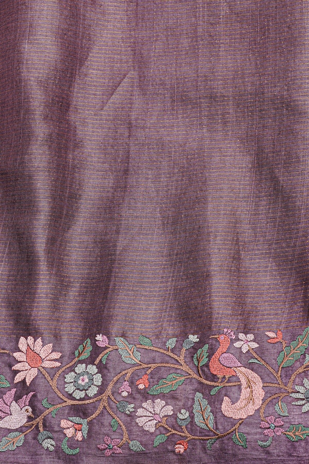 Designer Tussar Violet Saree