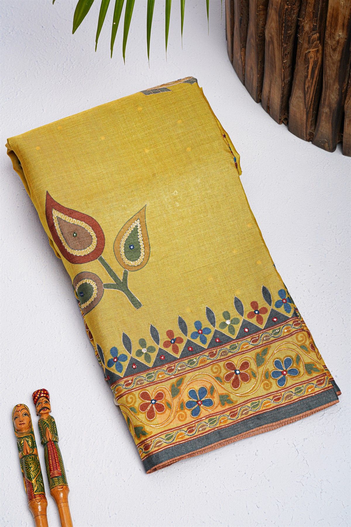 Designer Tussar Mustard Saree