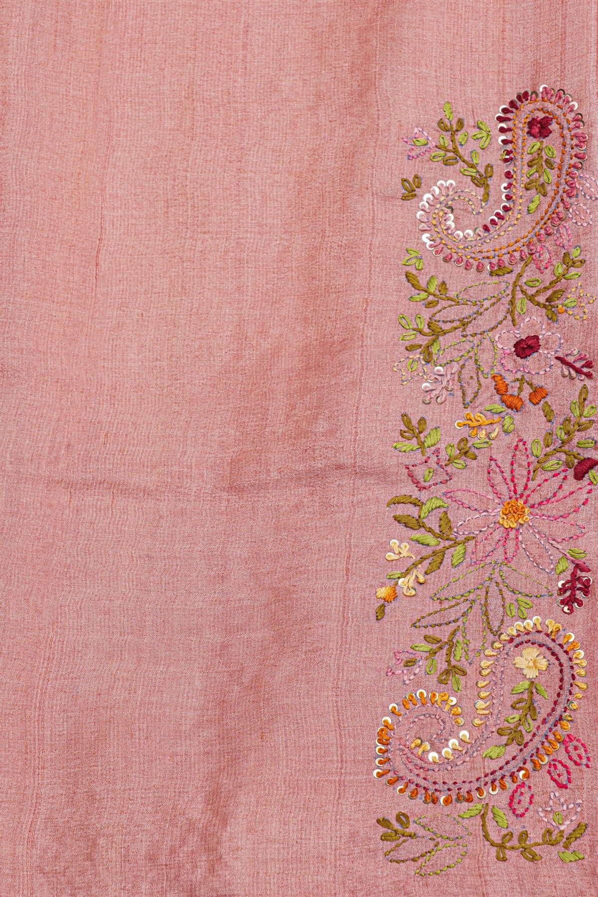 Designer Tussar Light Pink Saree