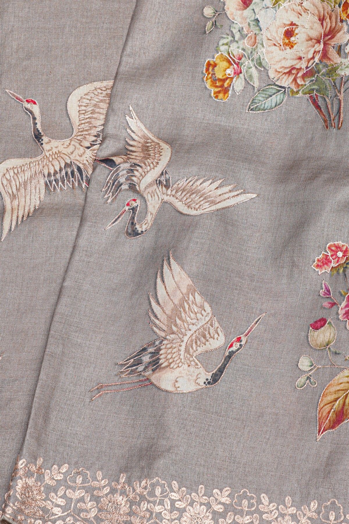 Designer Tussar Grey Saree