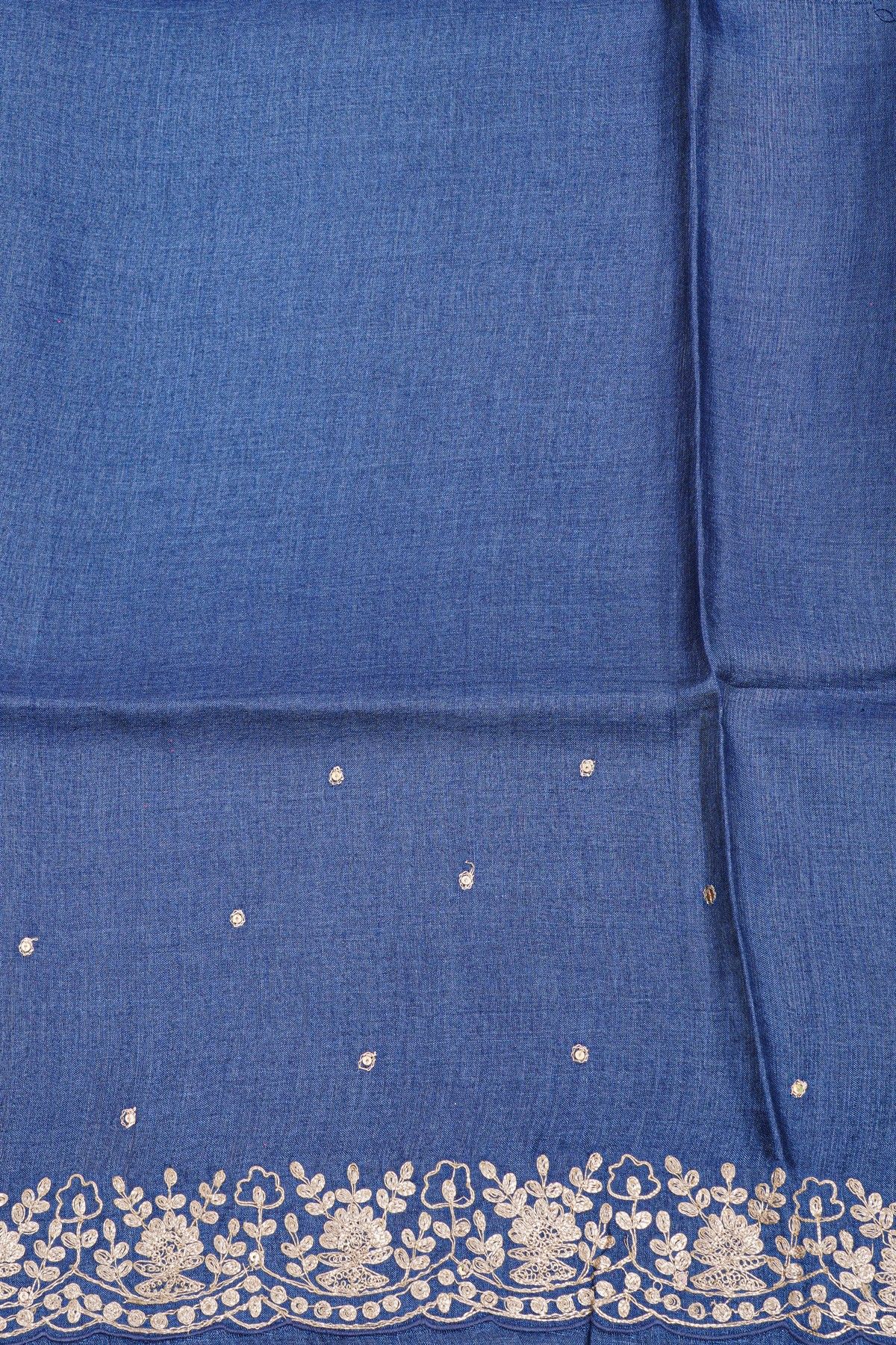 Designer Tussar Blue Saree