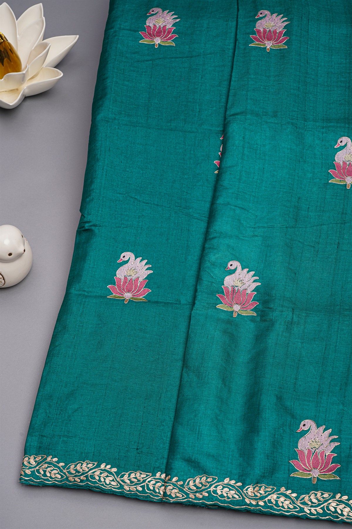 Designer Tussar Rama Green Saree