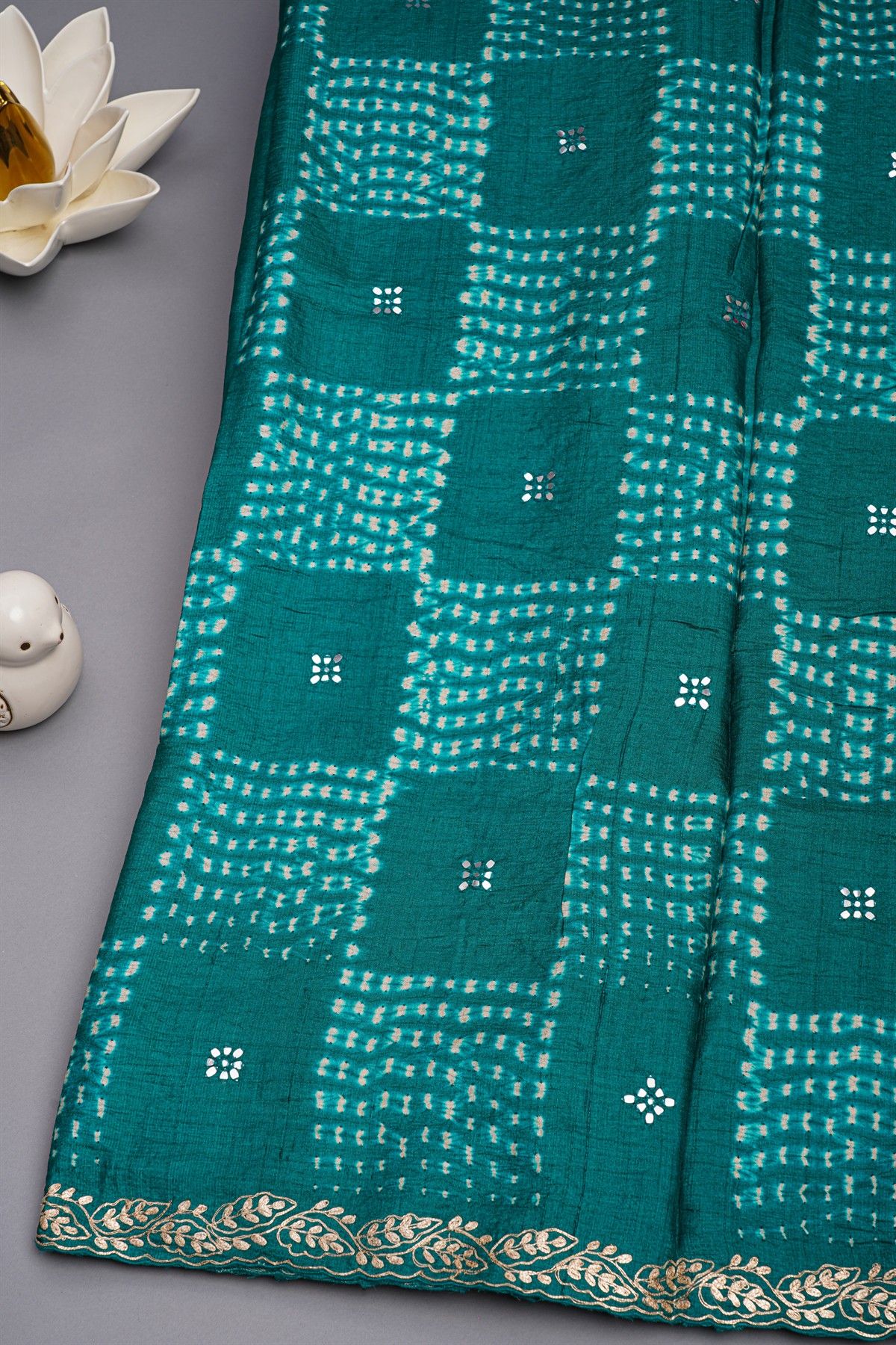 Designer Tussar Rama Green Saree