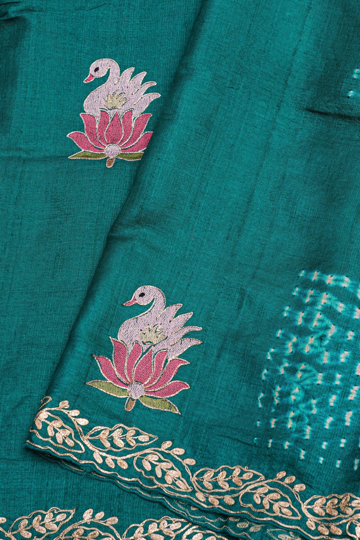 Designer Tussar Rama Green Saree