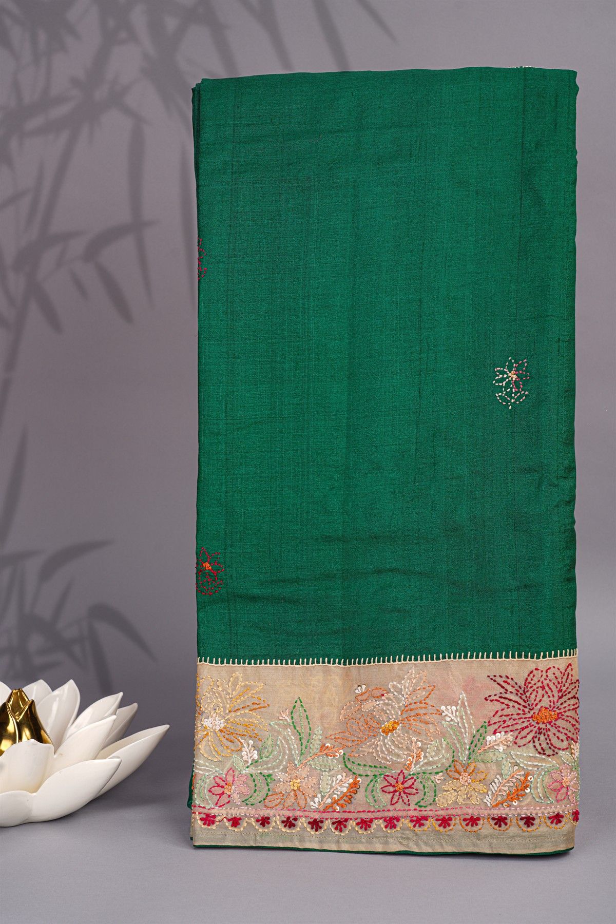 Designer Tussar Green Saree
