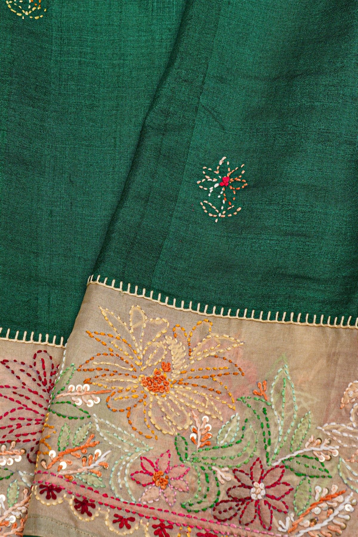 Designer Tussar Green Saree