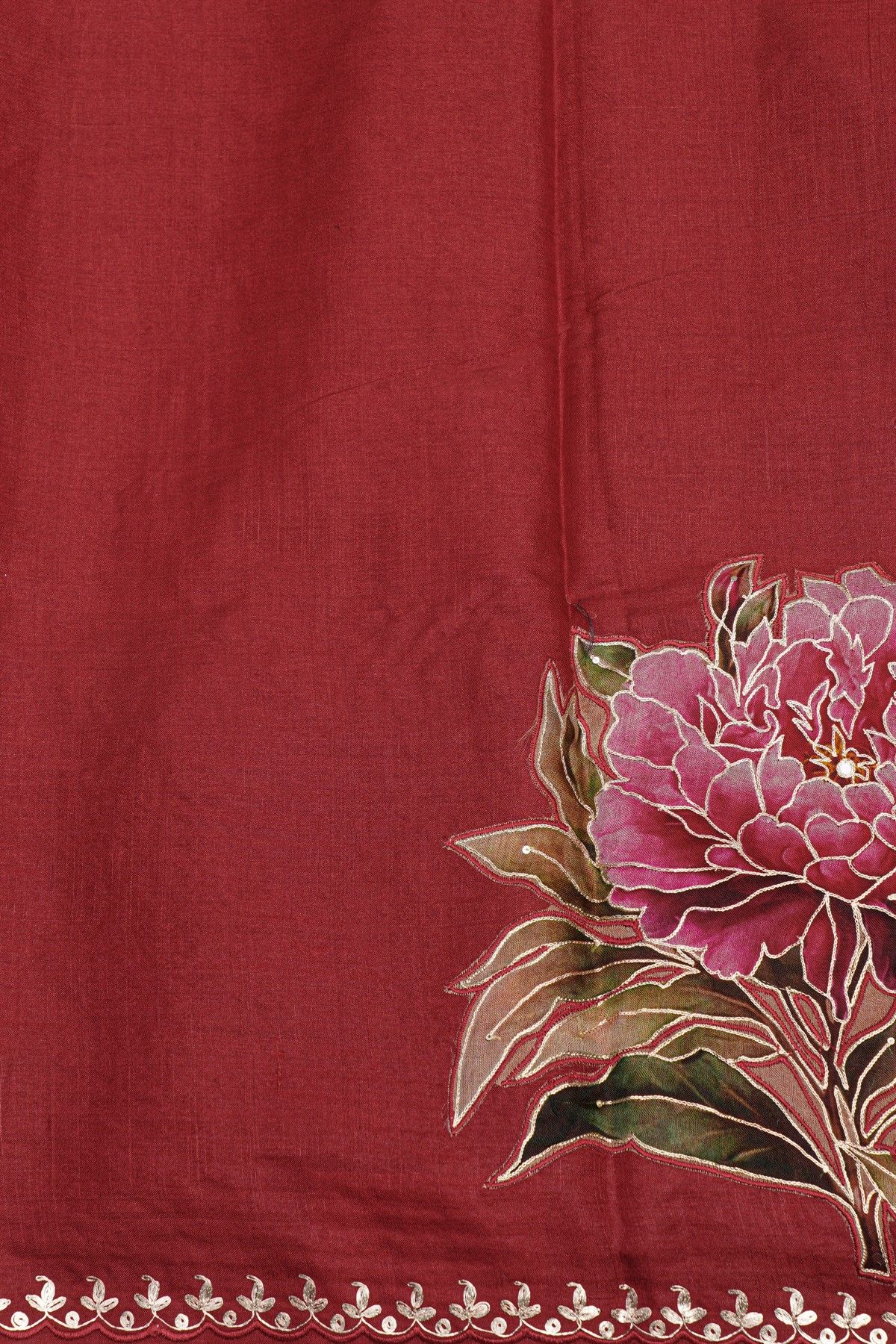 Designer Tussar Red Saree