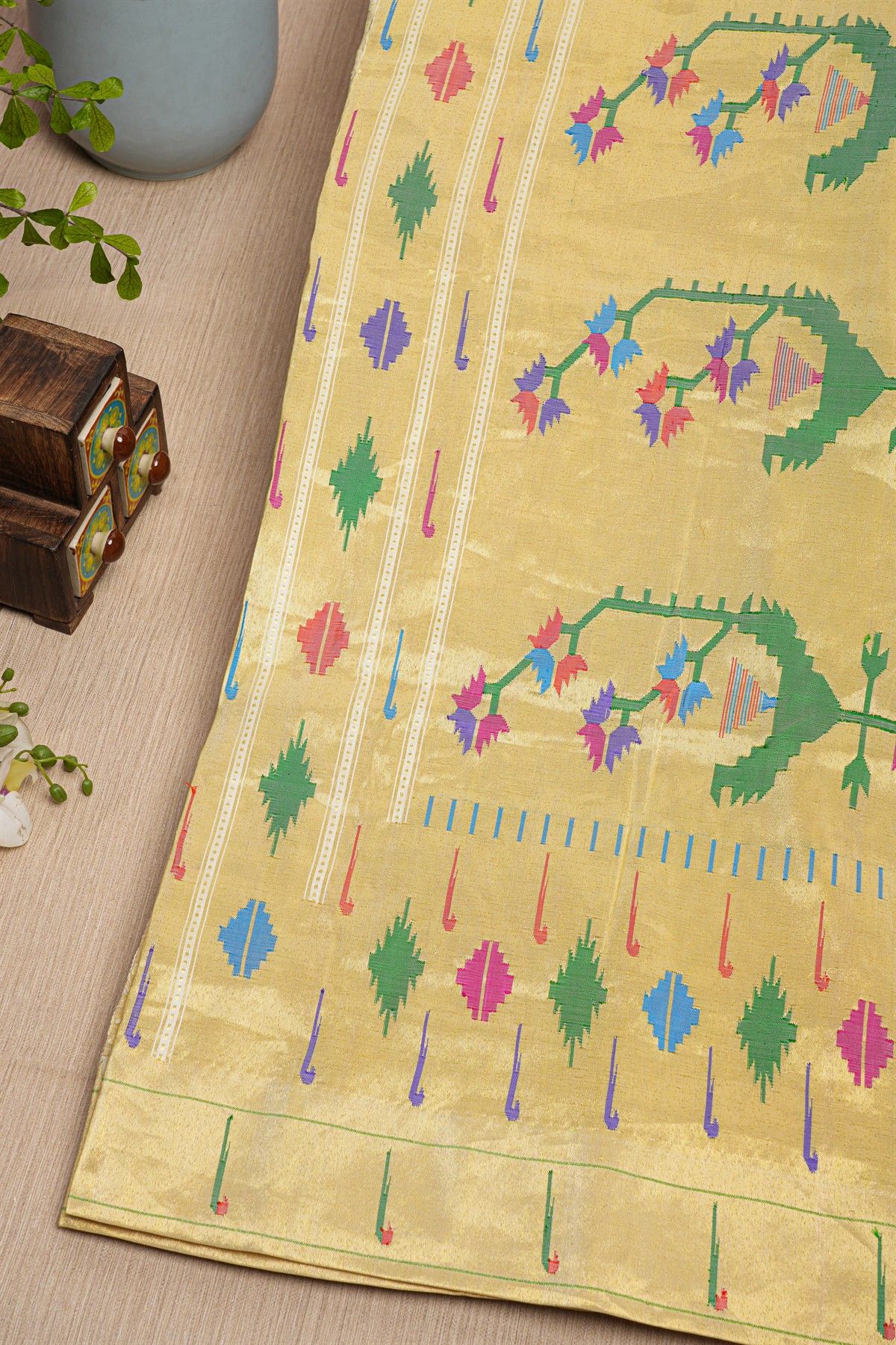 Fusion Georgette Light Yellow Saree