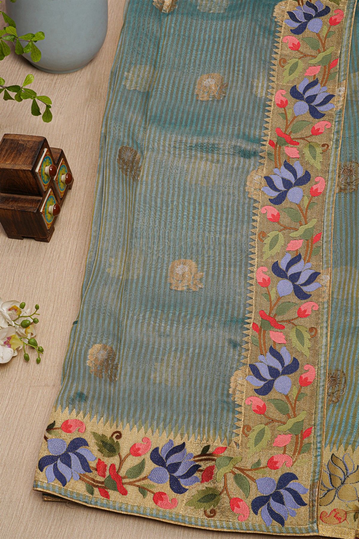 Fusion Tissue Multicolour Saree