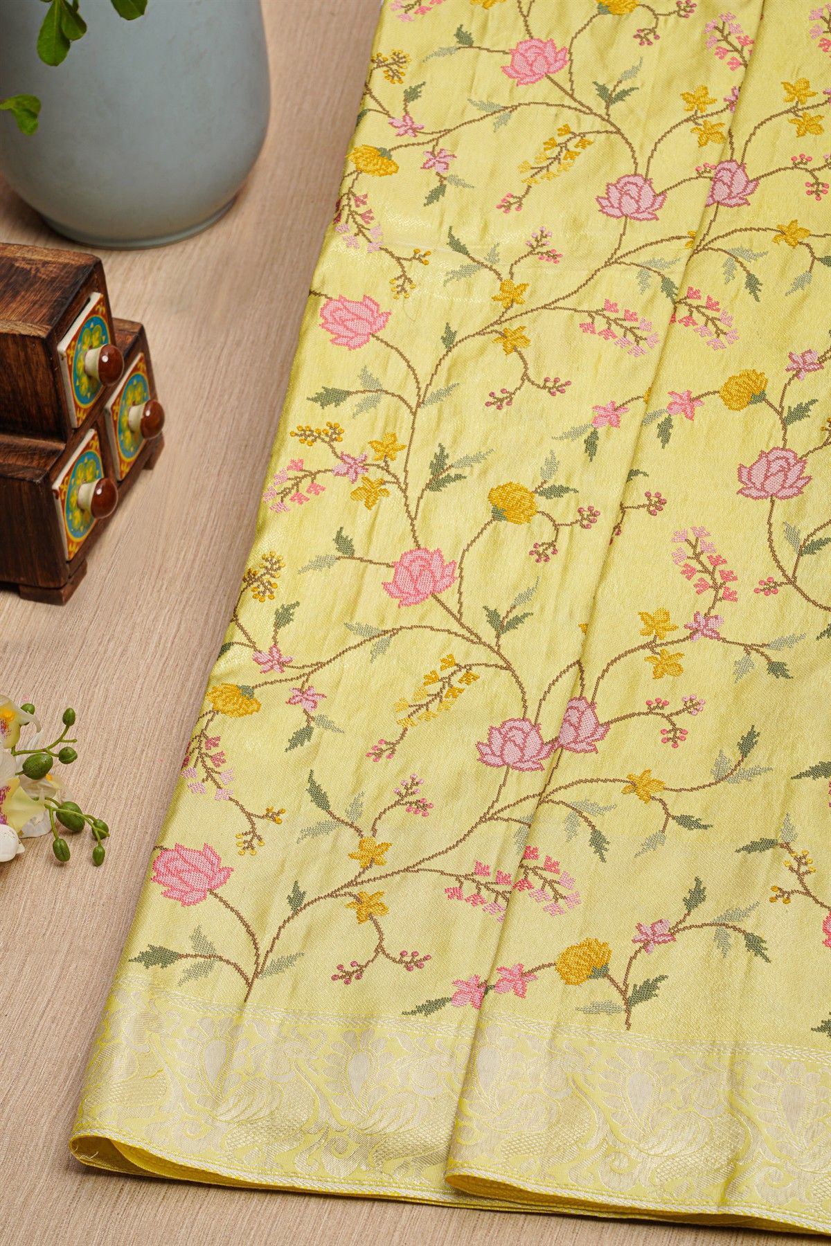 Fusion Silk Yellow Saree