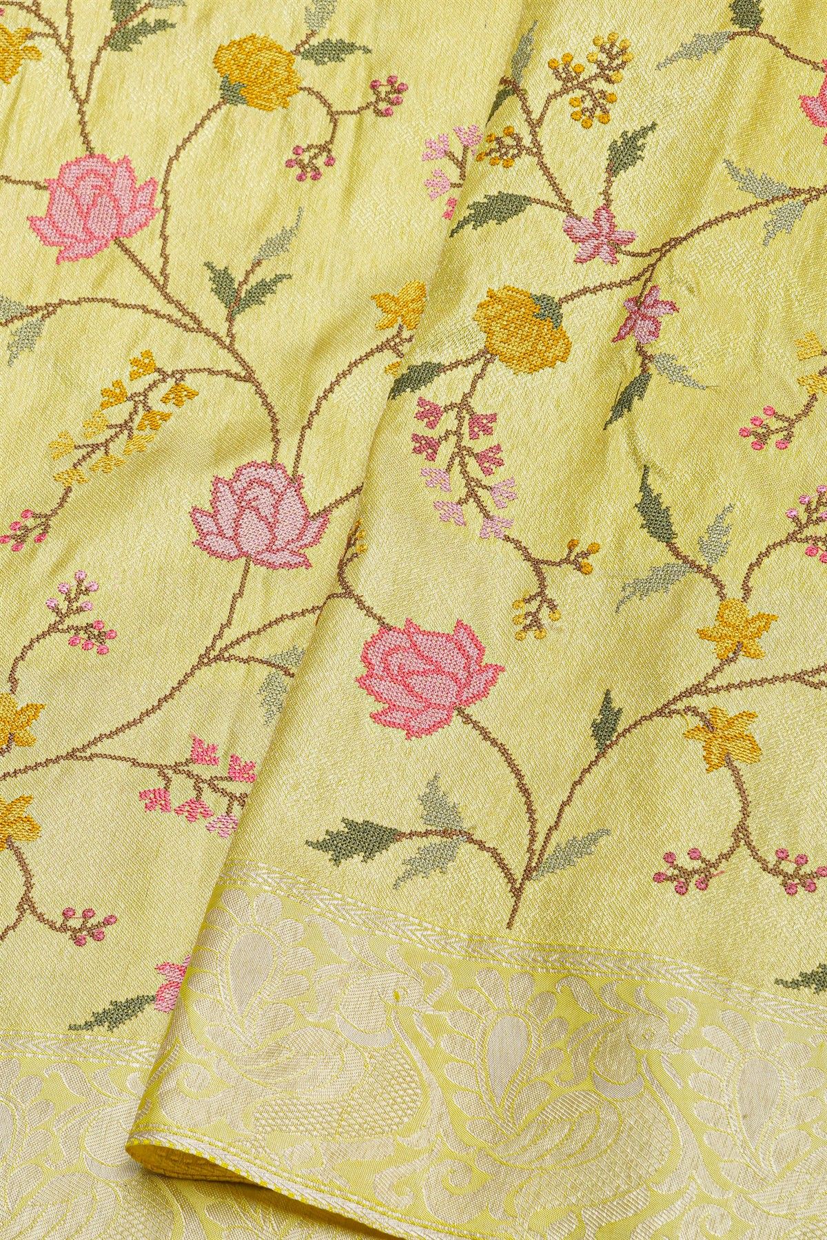 Fusion Silk Yellow Saree