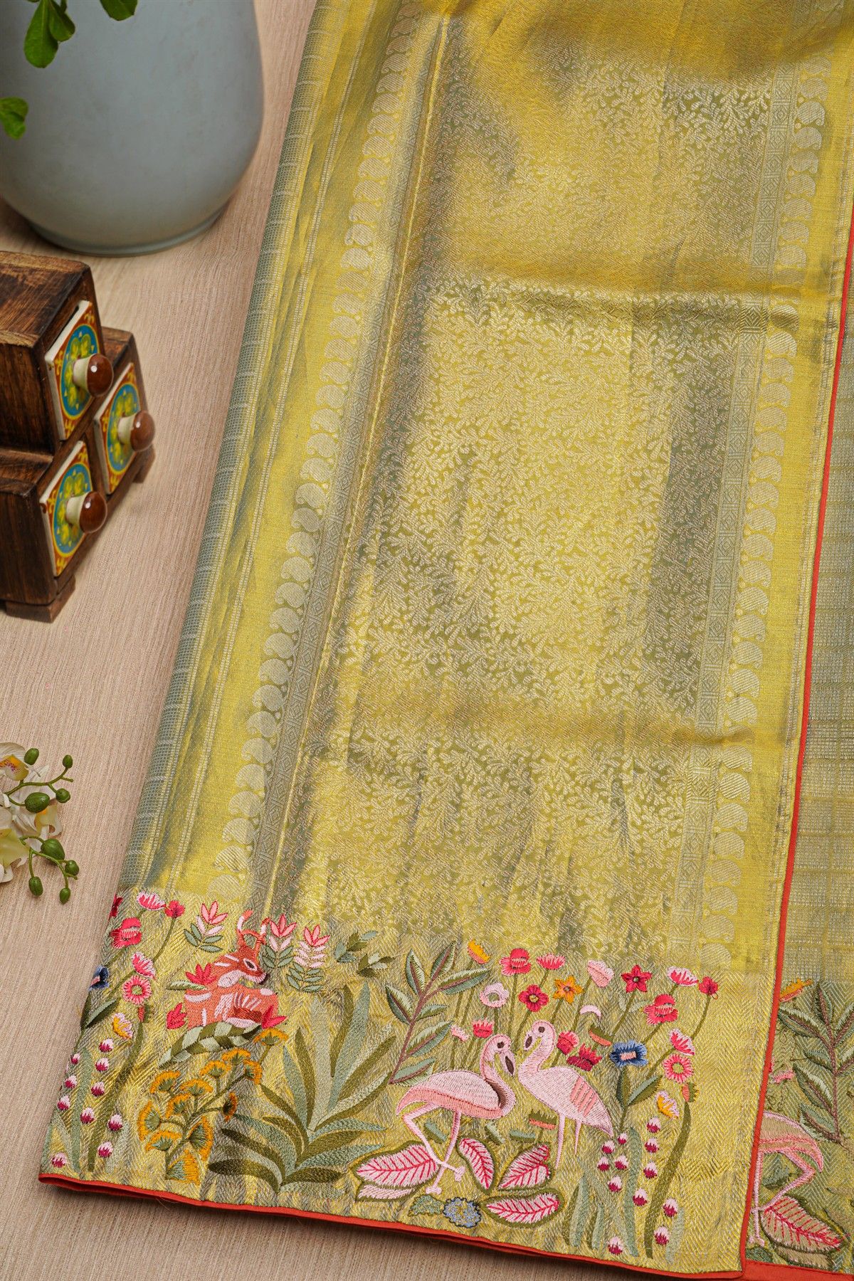 Fusion Tissue Gold Saree